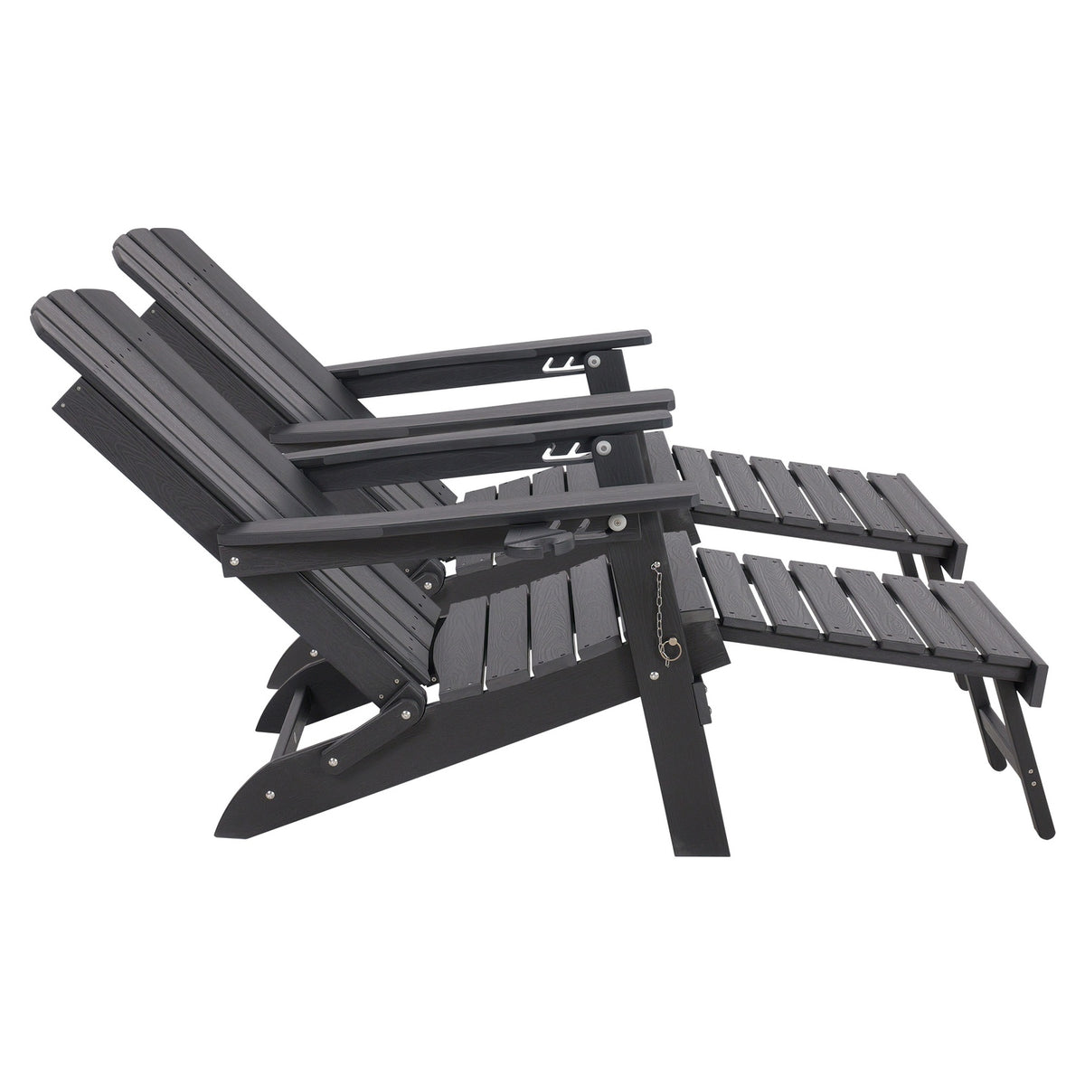 Livsip 2PCS Sun Lounge Outdoor Beach Chairs Foldable HDPE Adirondack Chair Black