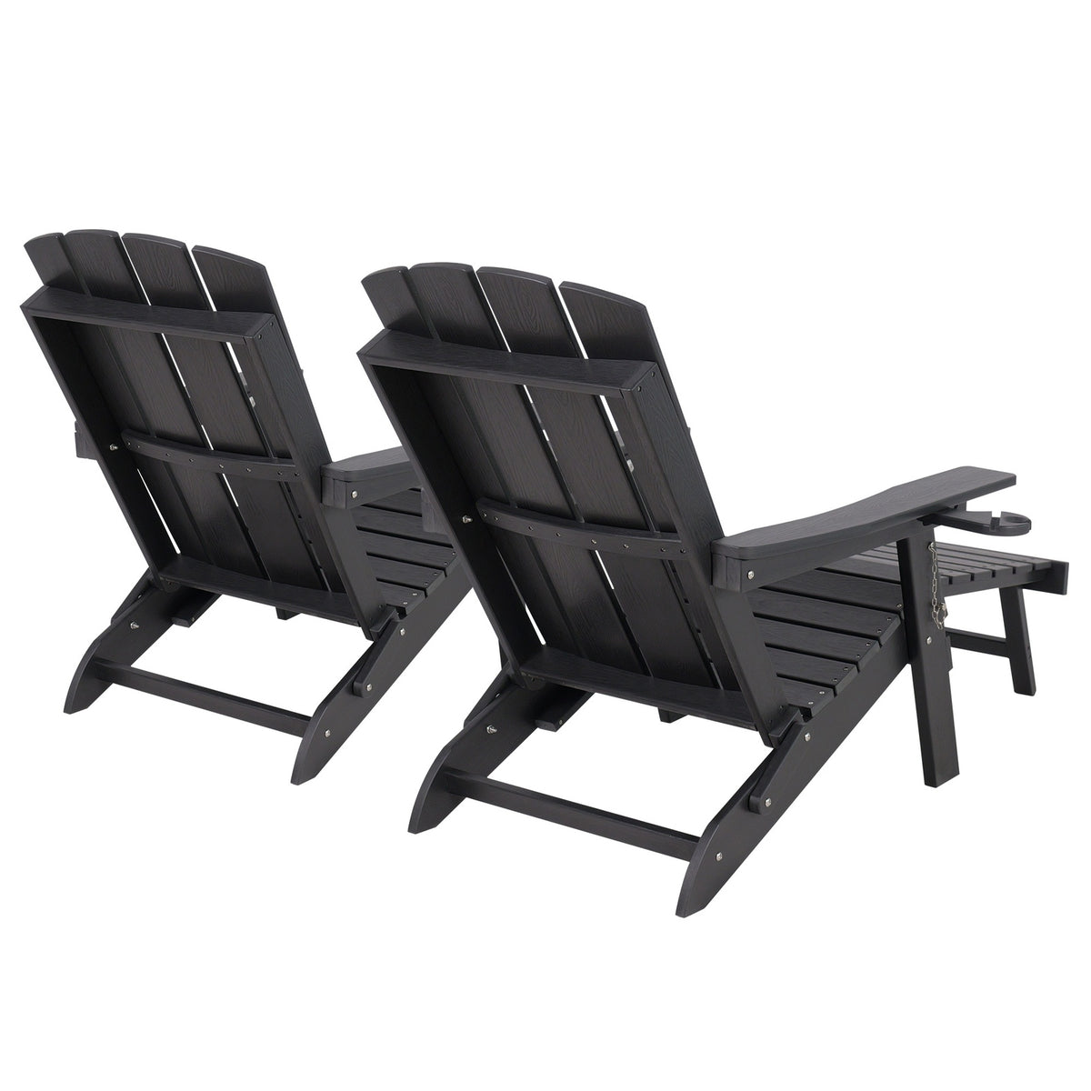 Livsip 2PCS Sun Lounge Outdoor Beach Chairs Foldable HDPE Adirondack Chair Black