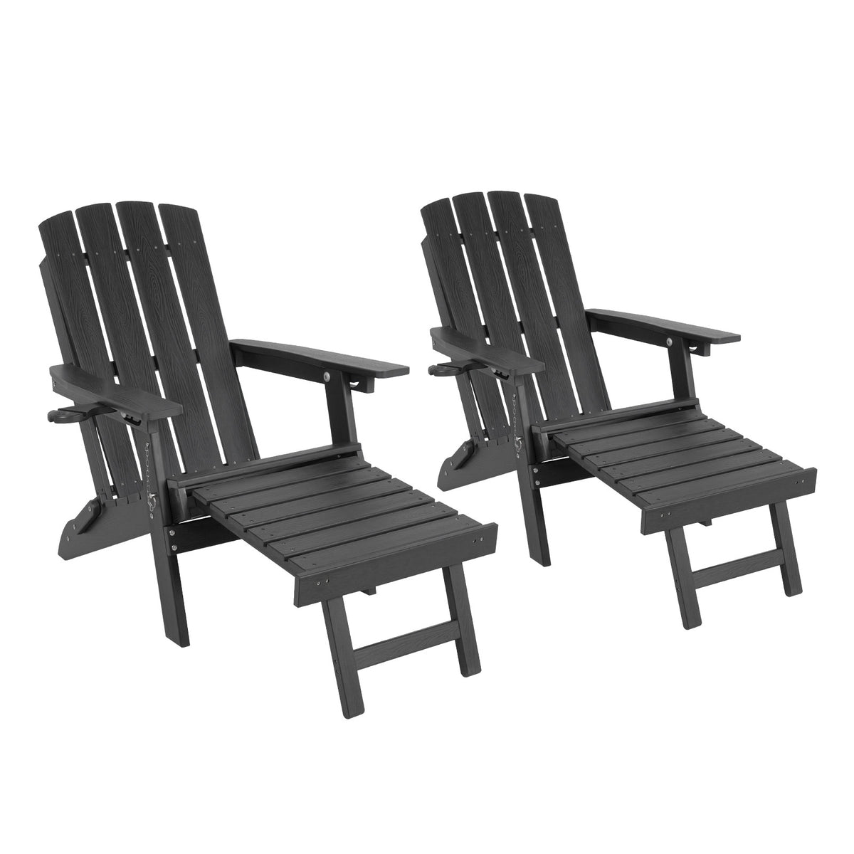 Livsip 2PCS Sun Lounge Outdoor Beach Chairs Foldable HDPE Adirondack Chair Black