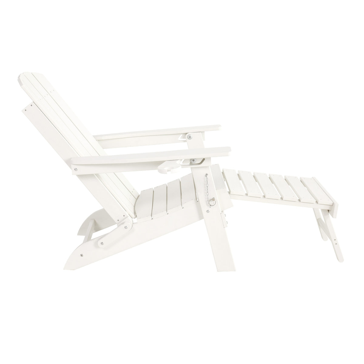 Livsip Outdoor Sun Lounge Beach Chair HDPE Adirondack Chair with Footrest White