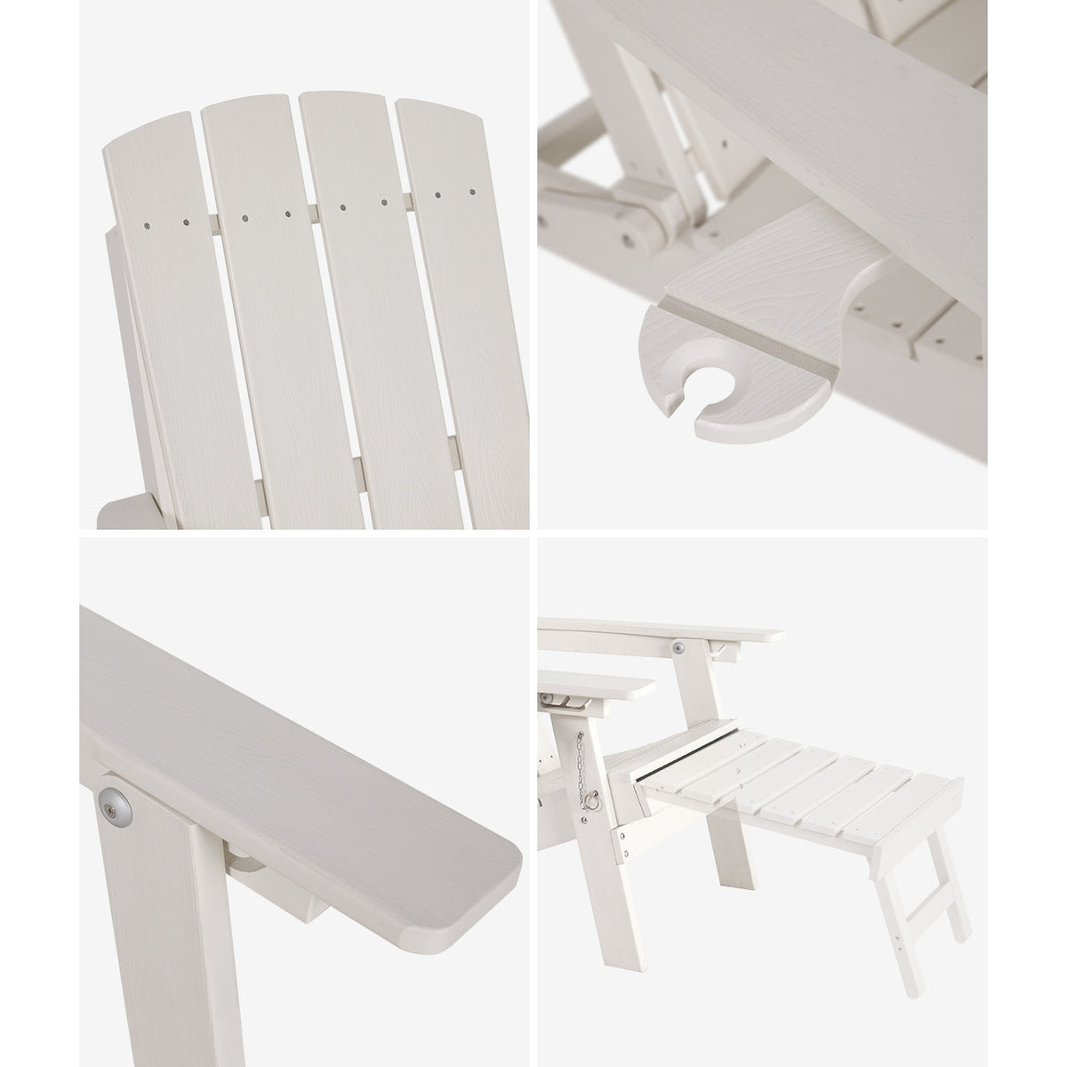 Livsip 2PCS Sun Lounge Outdoor Beach Chairs Foldable HDPE Adirondack Chair White