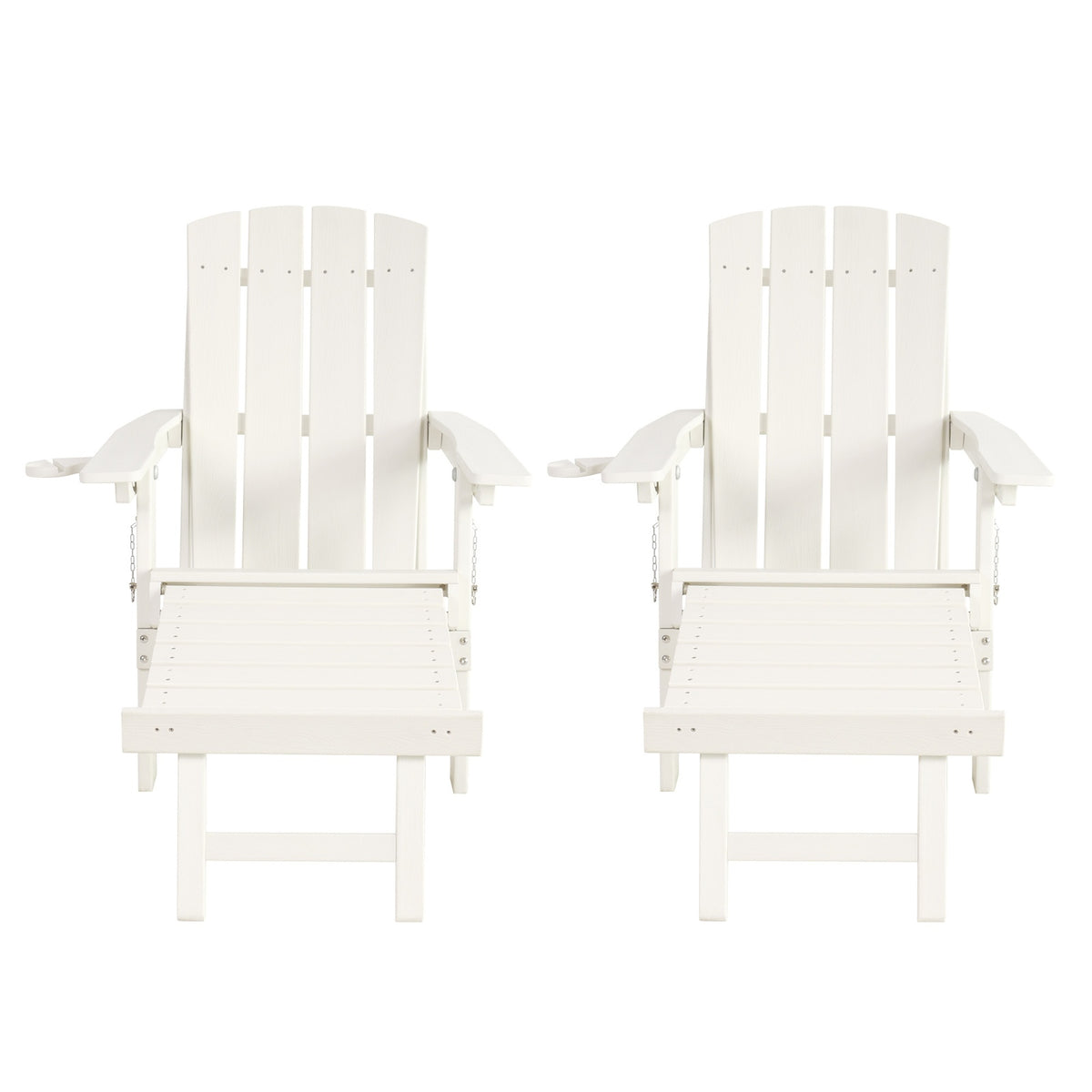 Livsip 2PCS Sun Lounge Outdoor Beach Chairs Foldable HDPE Adirondack Chair White