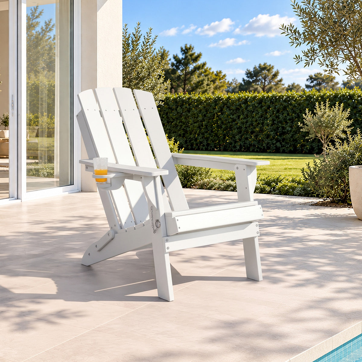 Livsip HDPE Adirondack Chair Outdoor Furniture Folding Lounge Beach Chair White