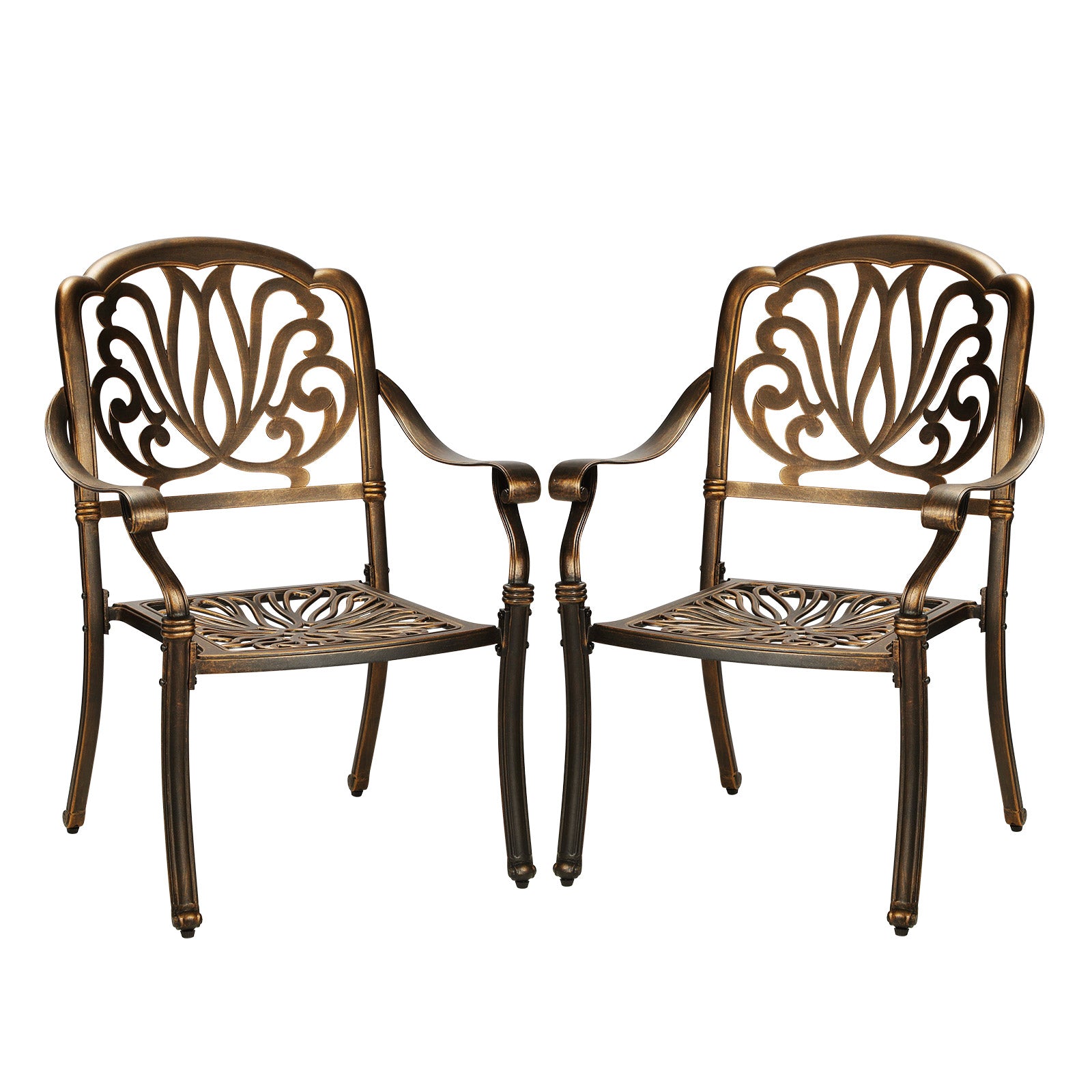 Livsip Outdoor Dining Chairs Cast Aluminium Patio Garden Furniture Set of 2 - Sunyee