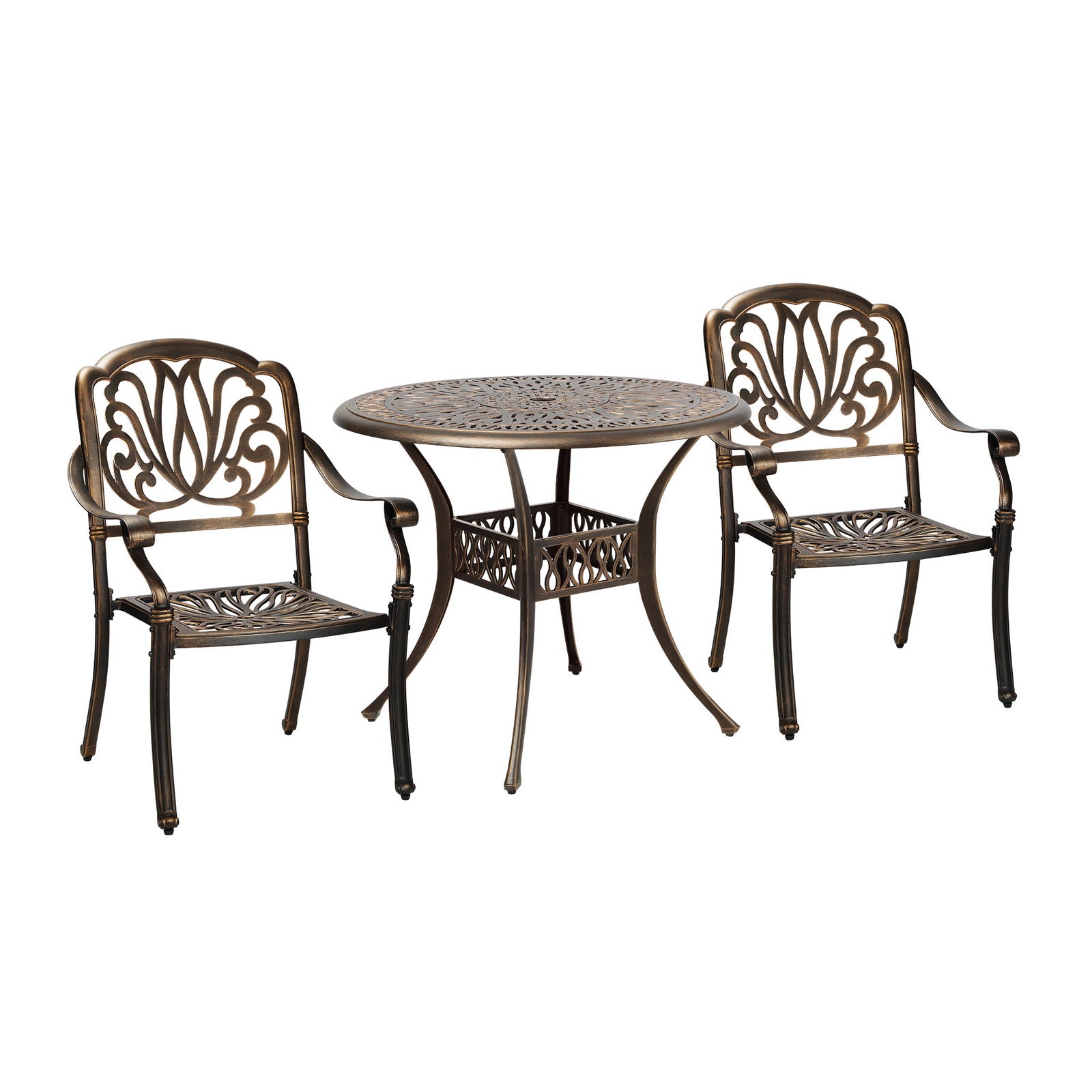 Livsip Bistro Set Outdoor Cast Aluminium Table Chair Set 3 Piece Patio Furniture - Sunyee