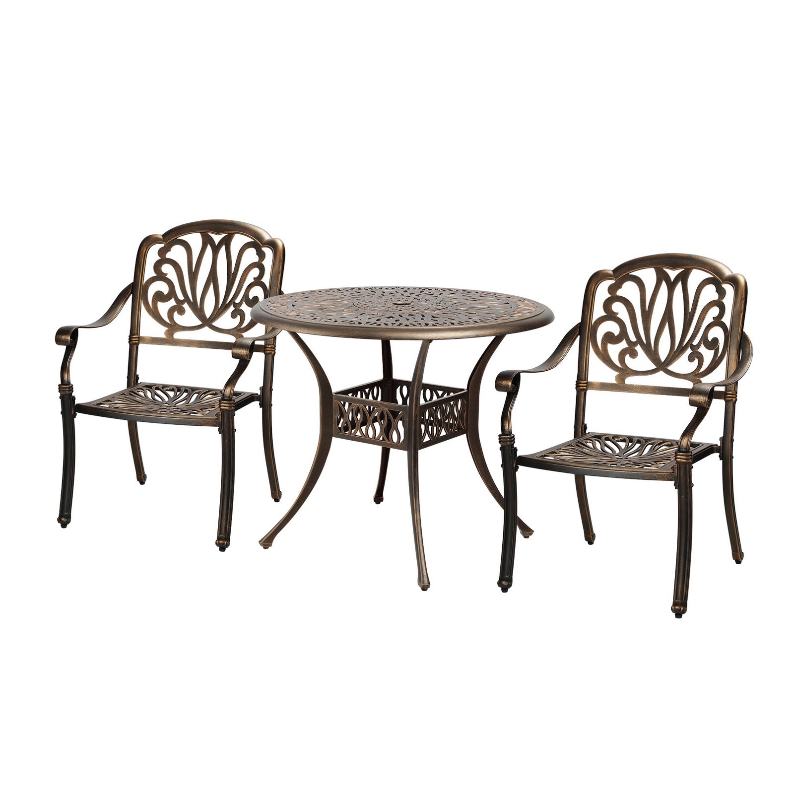 Livsip Bistro Set Outdoor Cast Aluminium Table Chair Set 3 Piece Patio Furniture - Sunyee