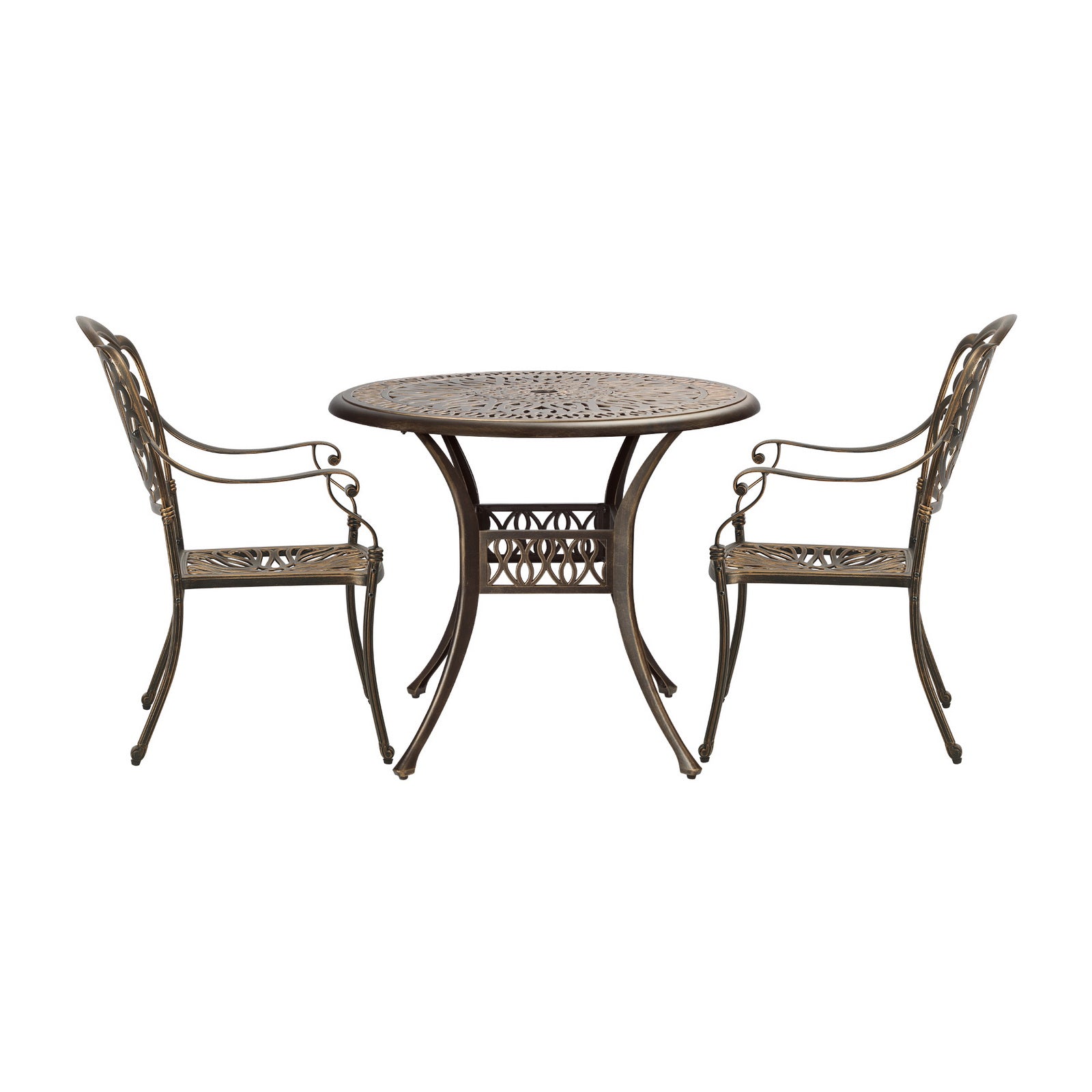 Livsip Bistro Set Outdoor Cast Aluminium Table Chair Set 3 Piece Patio Furniture - Sunyee
