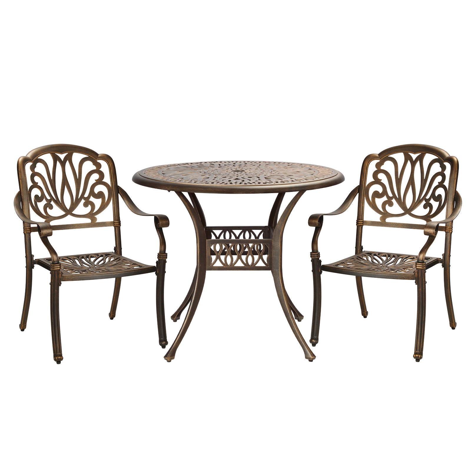 Livsip Bistro Set Outdoor Cast Aluminium Table Chair Set 3 Piece Patio Furniture - Sunyee
