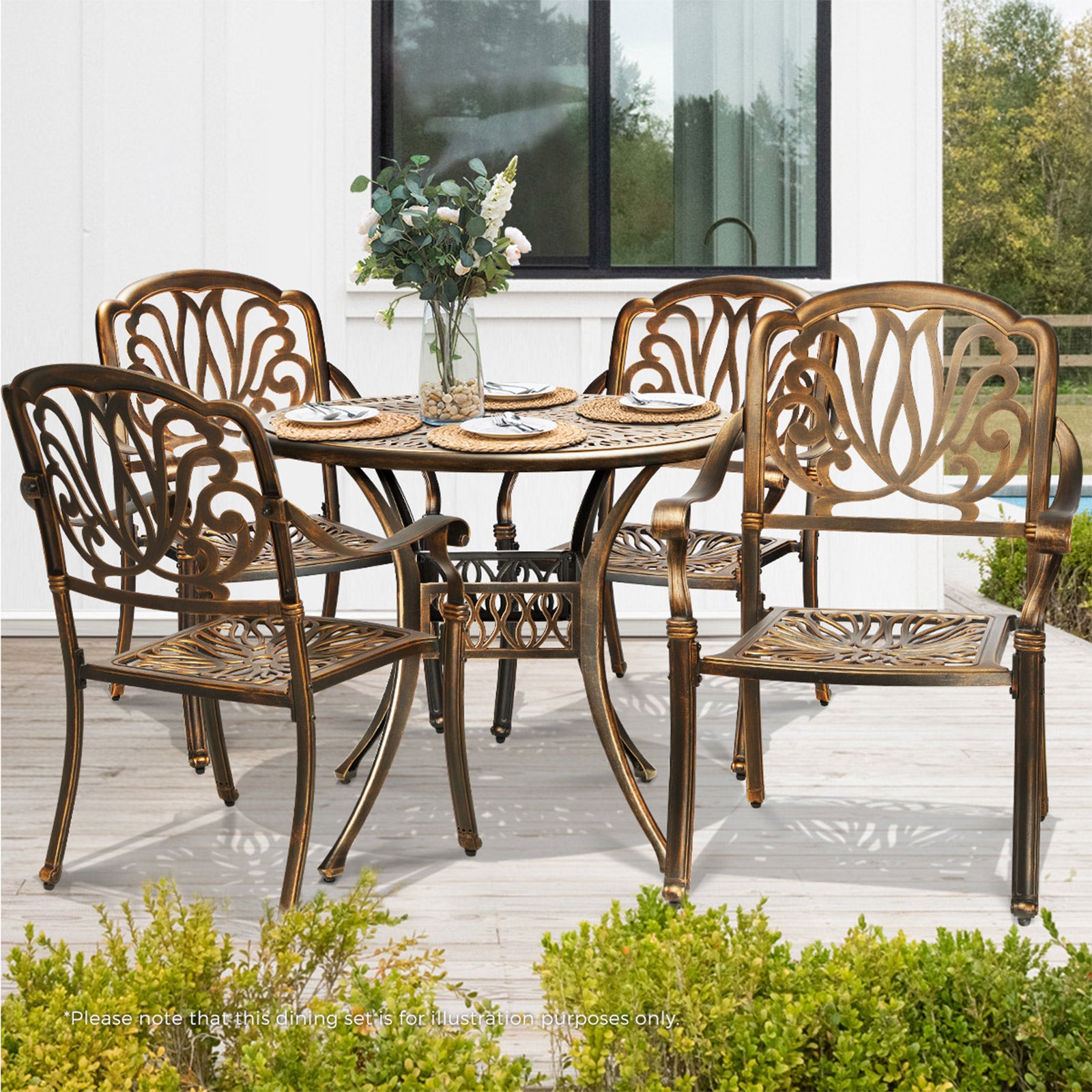 Livsip Outdoor Furniture 5 Piece Dining Set Chairs Table Bistro Set Patio Garden - Sunyee