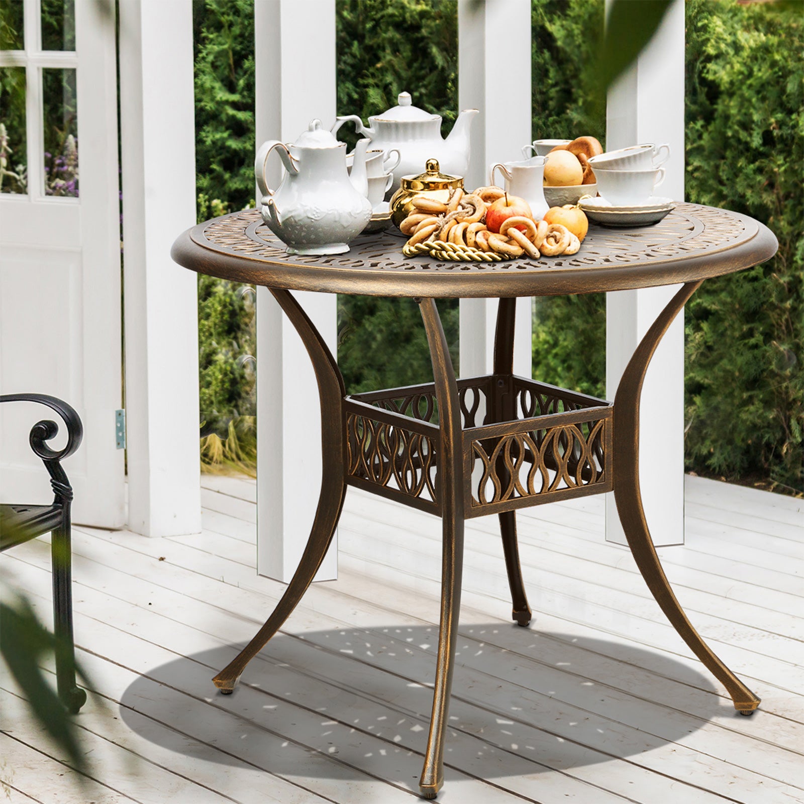 Livsip Outdoor Furniture 5 Piece Dining Set Chairs Table Bistro Set Patio Garden - Sunyee