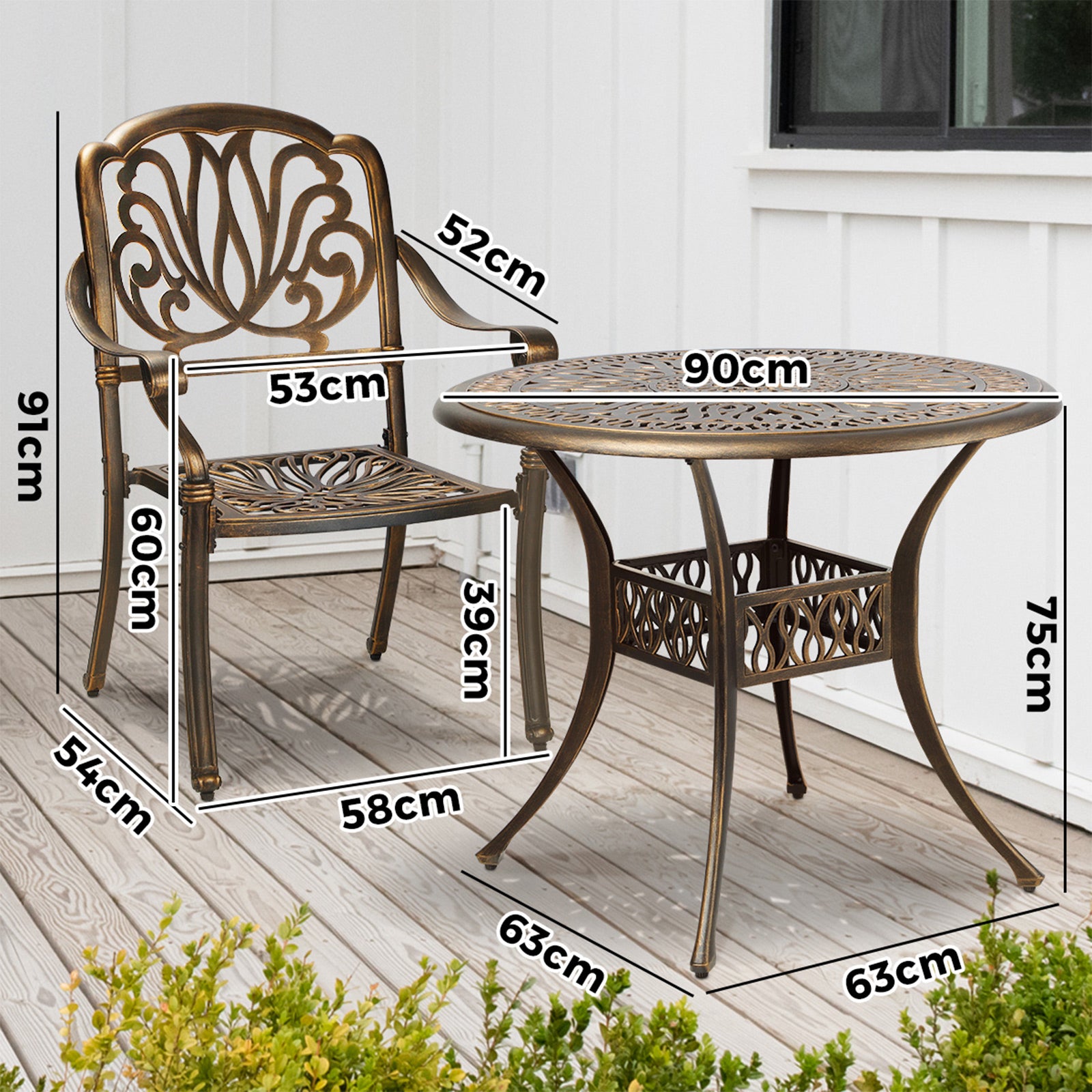 Livsip Outdoor Furniture 5 Piece Dining Set Chairs Table Bistro Set Patio Garden - Sunyee