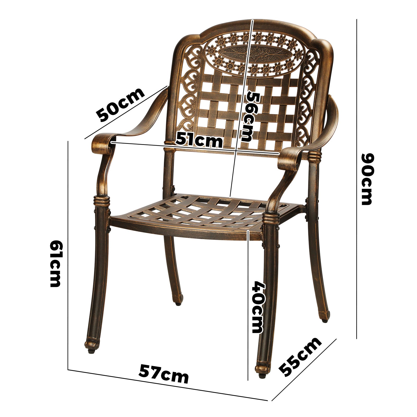 Livsip Outdoor Furniture Dining Chairs Cast Aluminium Garden Patio Chairs x2 - Sunyee