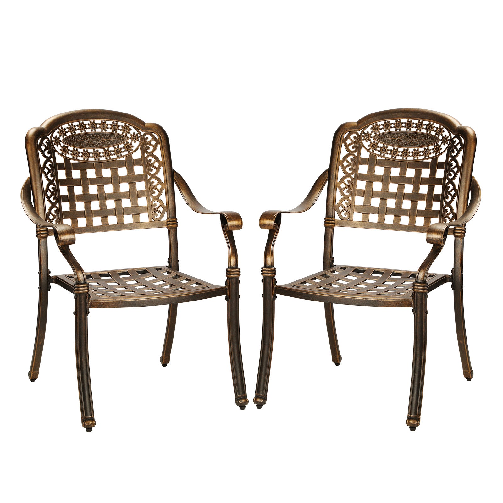 Livsip Outdoor Furniture Dining Chairs Cast Aluminium Garden Patio Chairs x2 - Sunyee