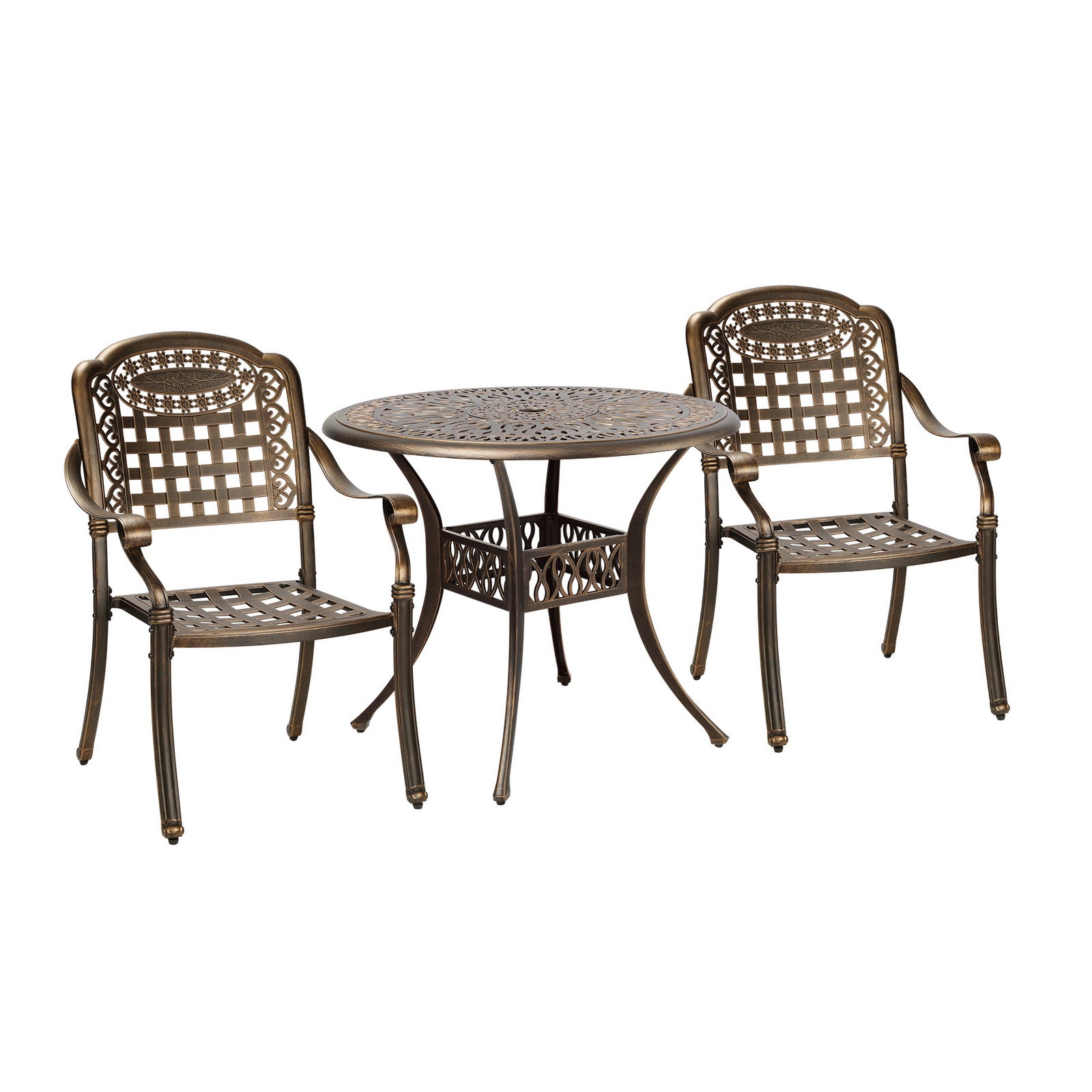 Livsip 3 Piece Outdoor Dining Chairs Bistro Set Cast Aluminium Patio Furniture - Sunyee