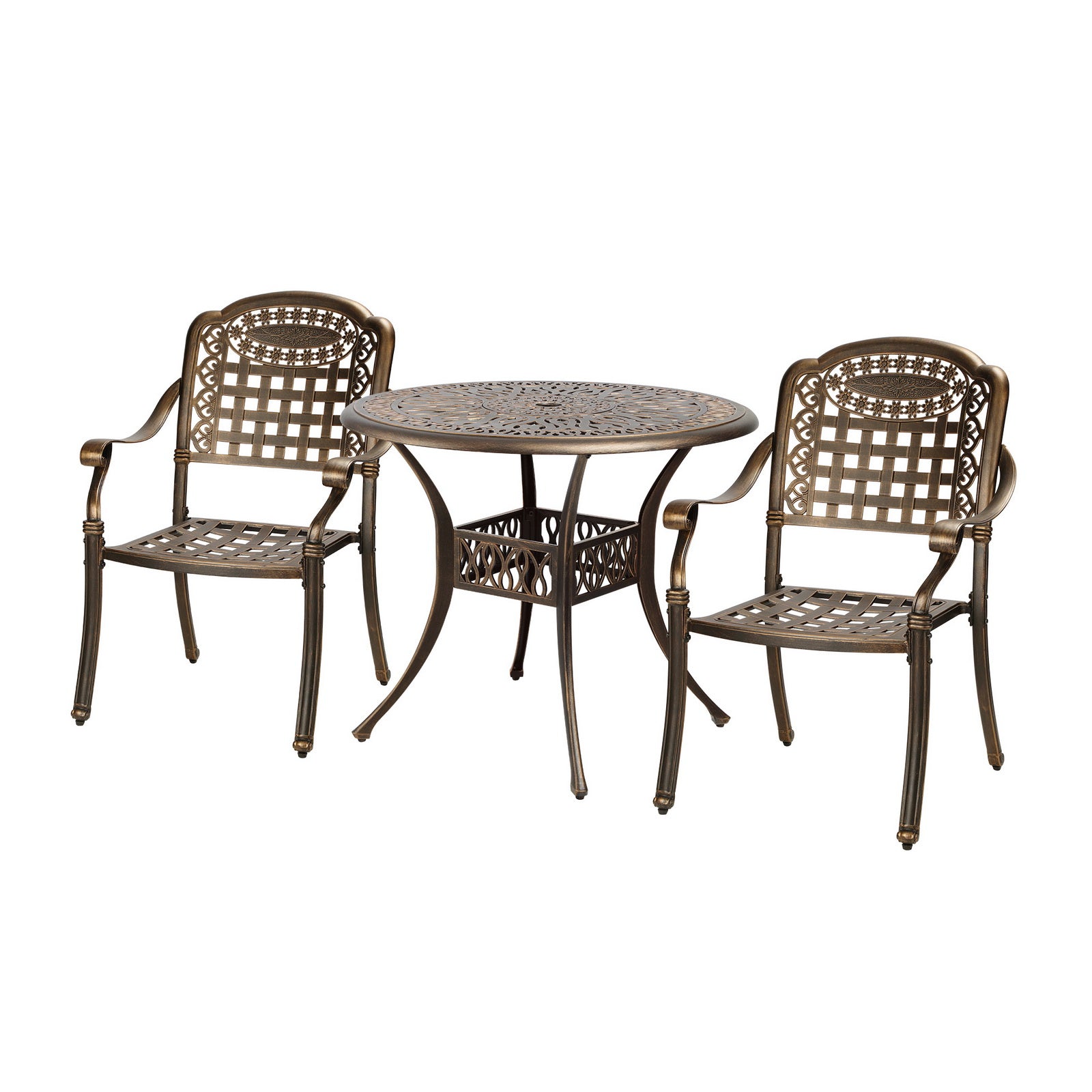 Livsip 3 Piece Outdoor Dining Chairs Bistro Set Cast Aluminium Patio Furniture - Sunyee