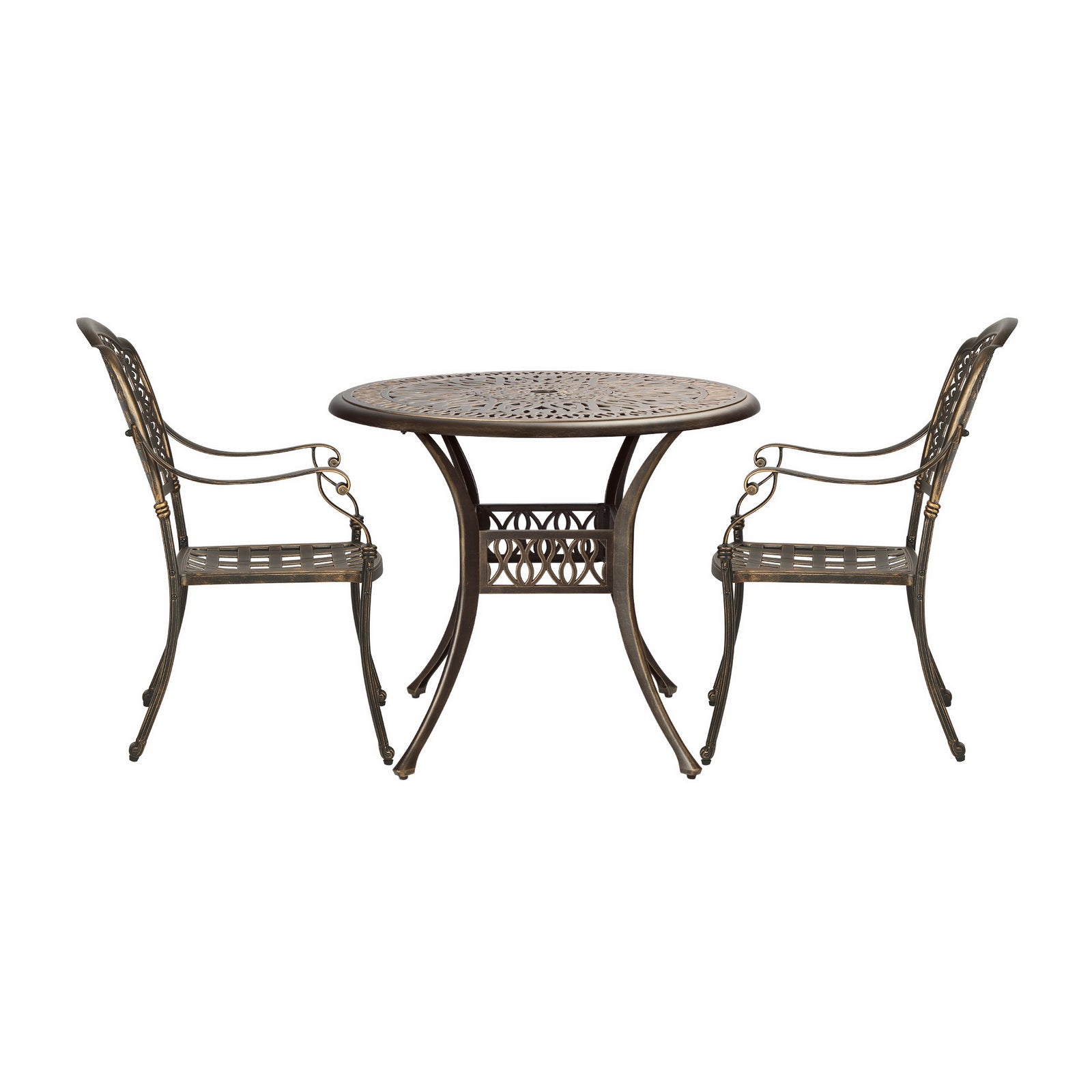 Livsip 3 Piece Outdoor Dining Chairs Bistro Set Cast Aluminium Patio Furniture - Sunyee
