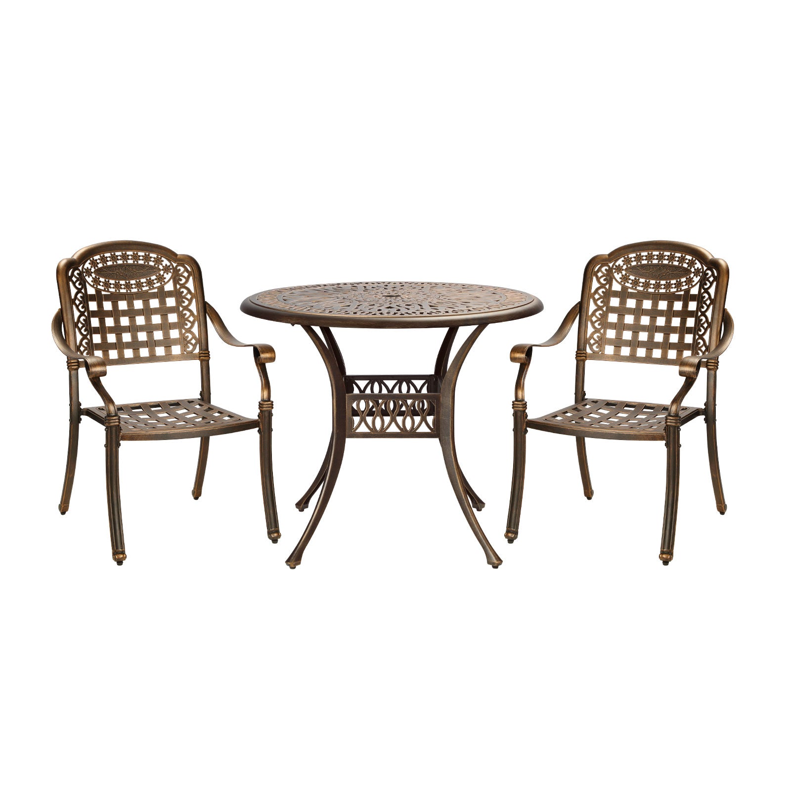 Livsip 3 Piece Outdoor Dining Chairs Bistro Set Cast Aluminium Patio Furniture - Sunyee