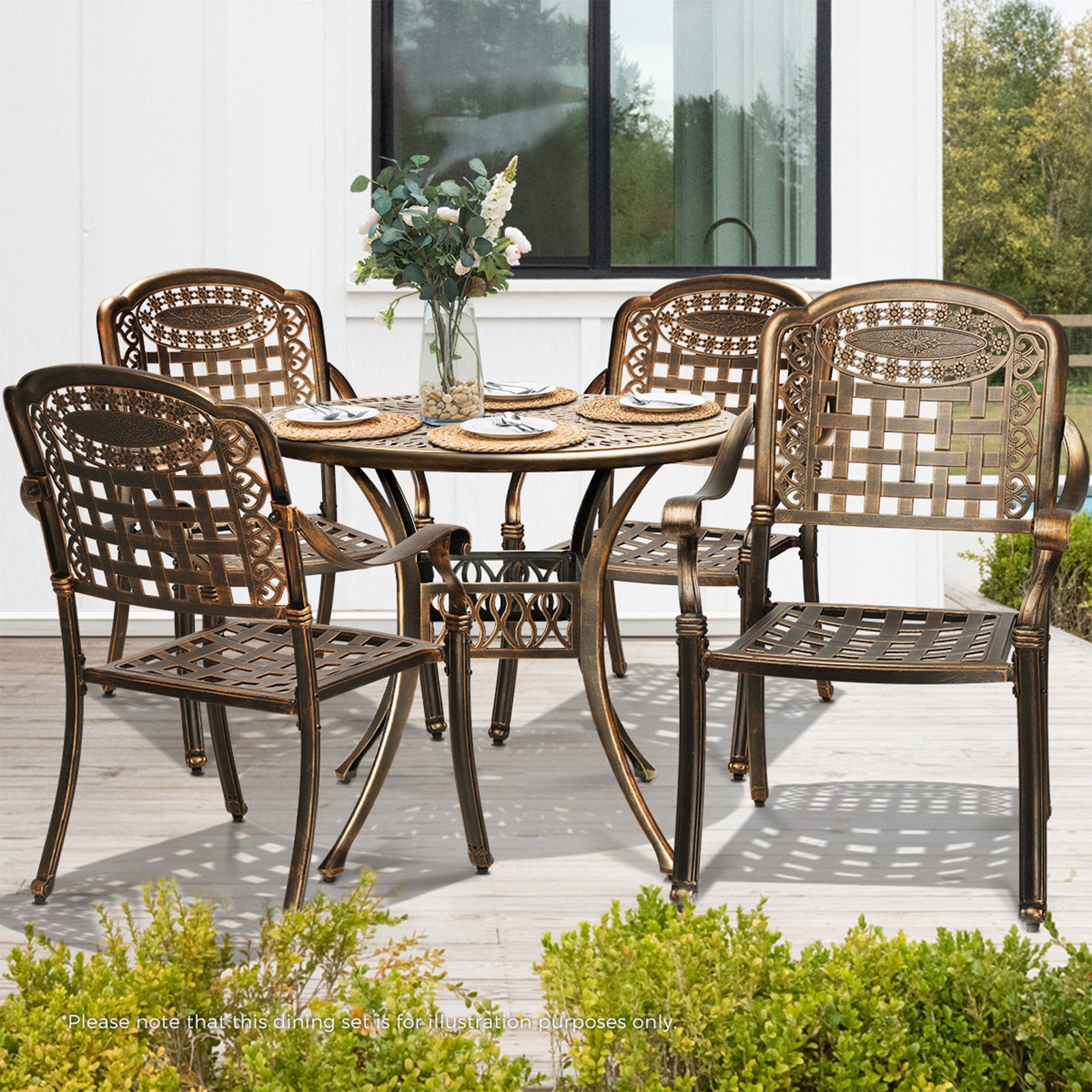 Livsip Outdoor Setting Dining Chairs Bistro Set Patio Garden Furniture 5 Piece - Sunyee