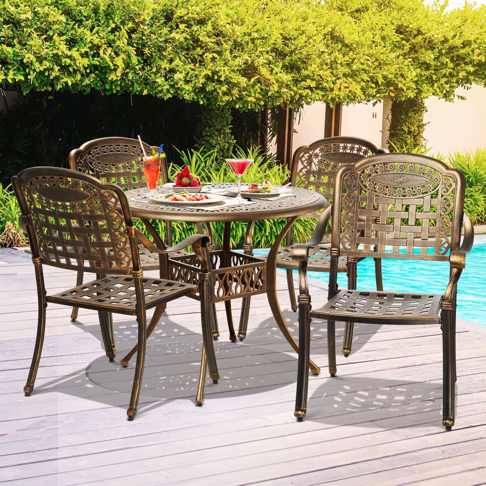 Livsip Outdoor Setting Dining Chairs Bistro Set Patio Garden Furniture 5 Piece - Sunyee