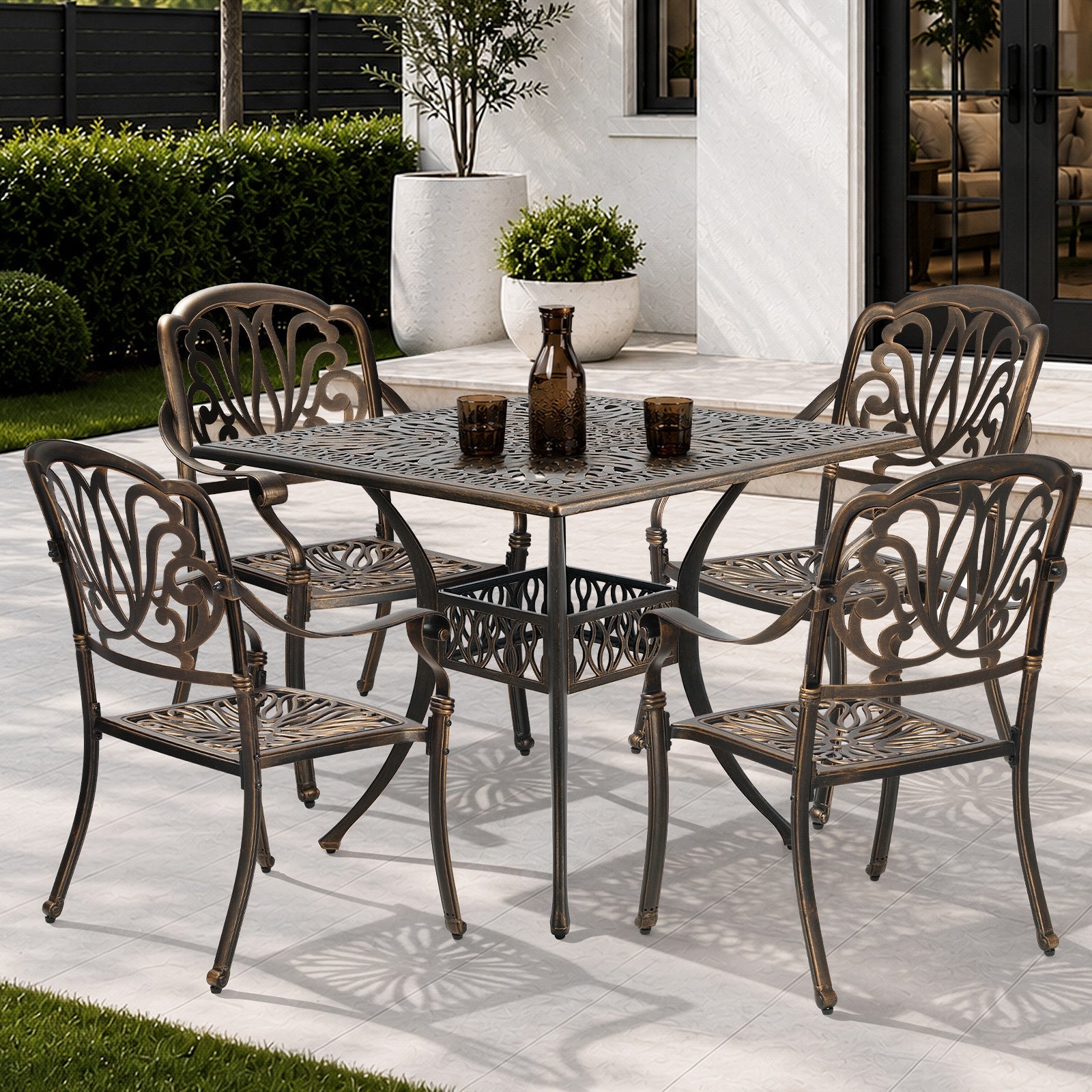 Livsip 5 Piece Outdoor Dining Setting Table Chairs Aluminium Garden Furniture