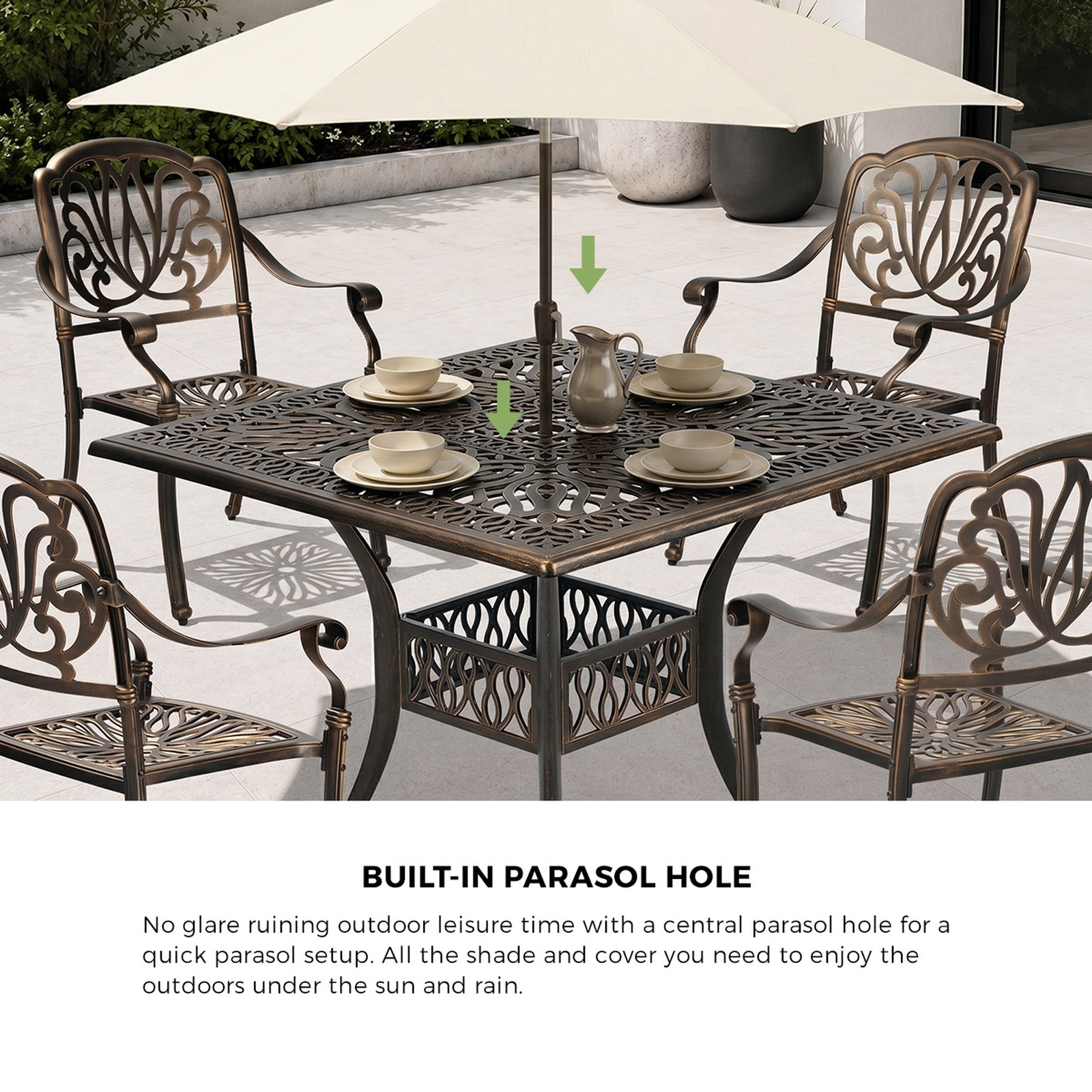 Livsip 5 Piece Outdoor Dining Setting Table Chairs Aluminium Garden Furniture