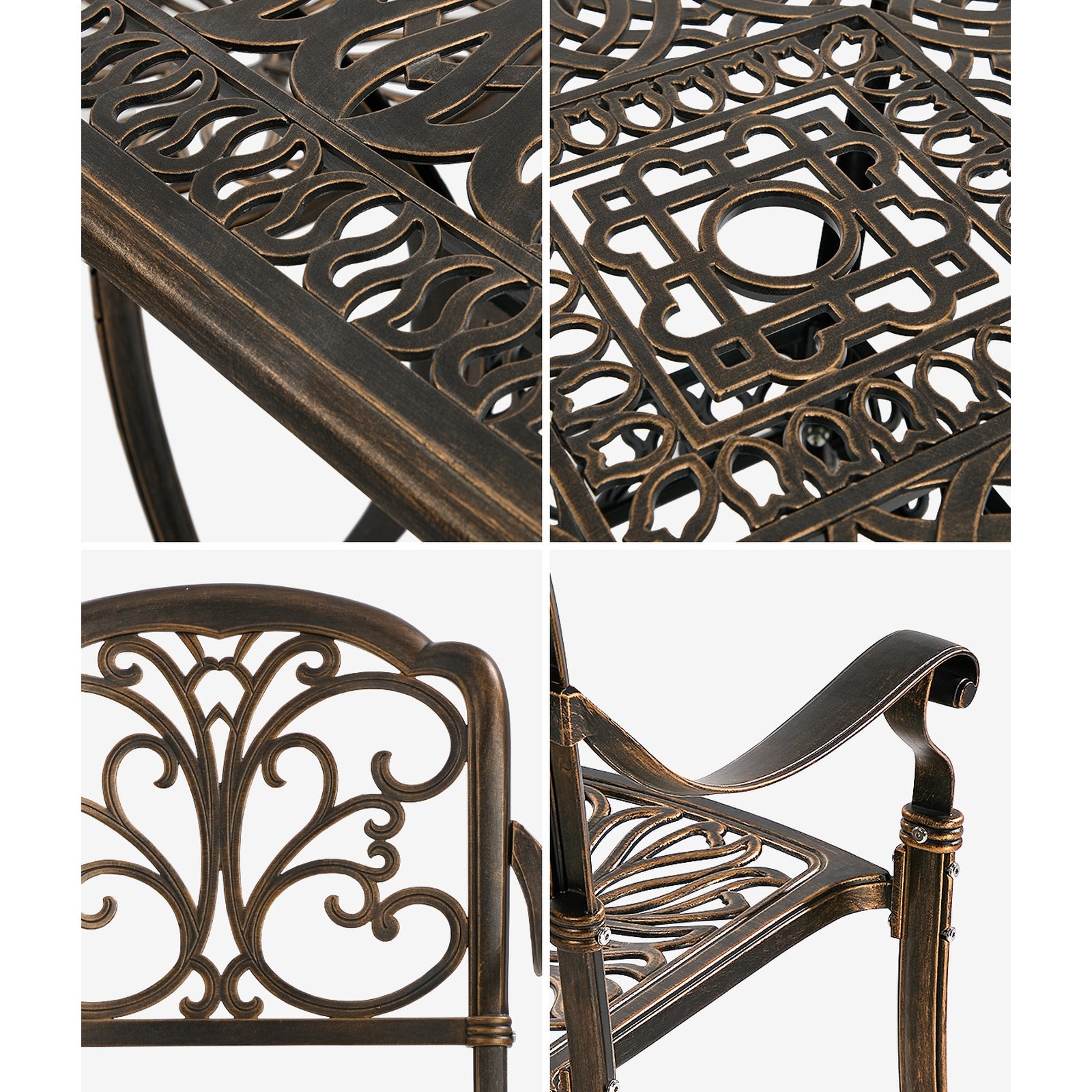 Livsip 5 Piece Outdoor Dining Setting Cast Aluminium Table Chairs Furniture