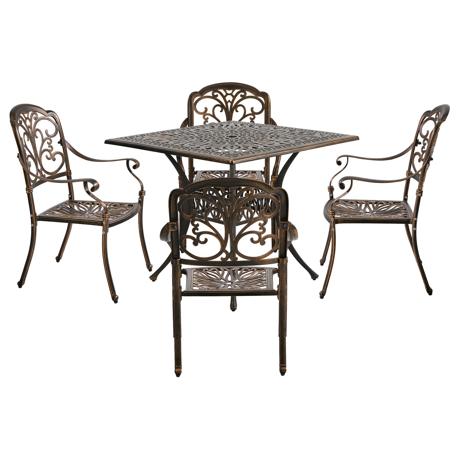 Livsip 5 Piece Outdoor Dining Setting Cast Aluminium Table Chairs Furniture