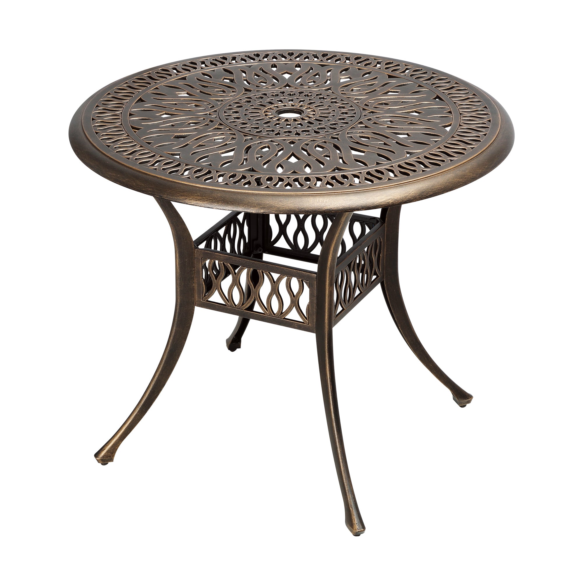 Livsip Garden Table Bronze Cast Aluminium Outdoor Patio Dining Side Table 75cm - Sunyee