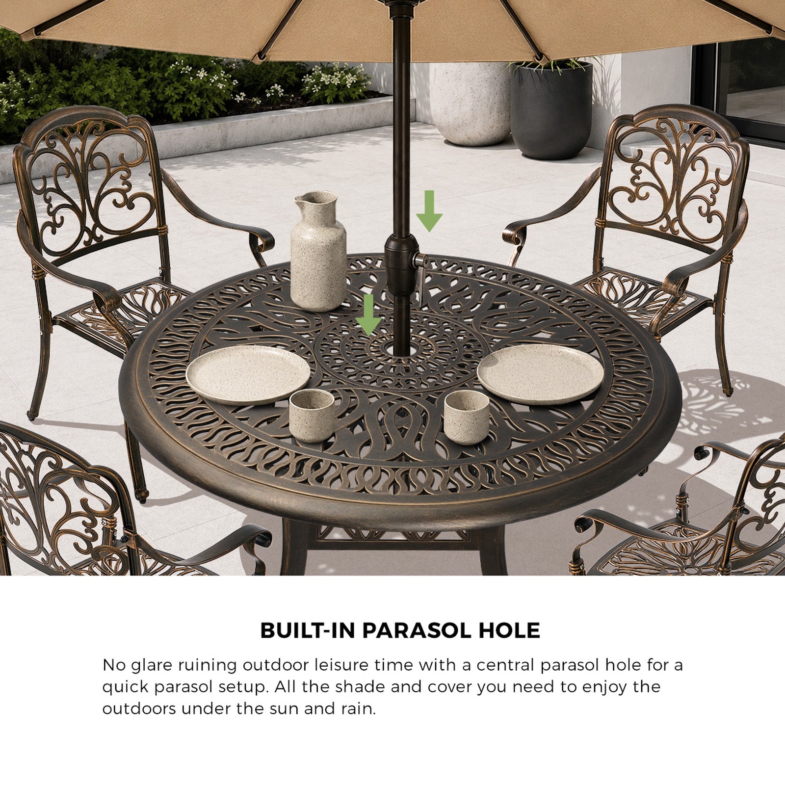 Livsip 5 Piece Outdoor Dining Set Table Chairs Patio Bistro Cast Aluminium
