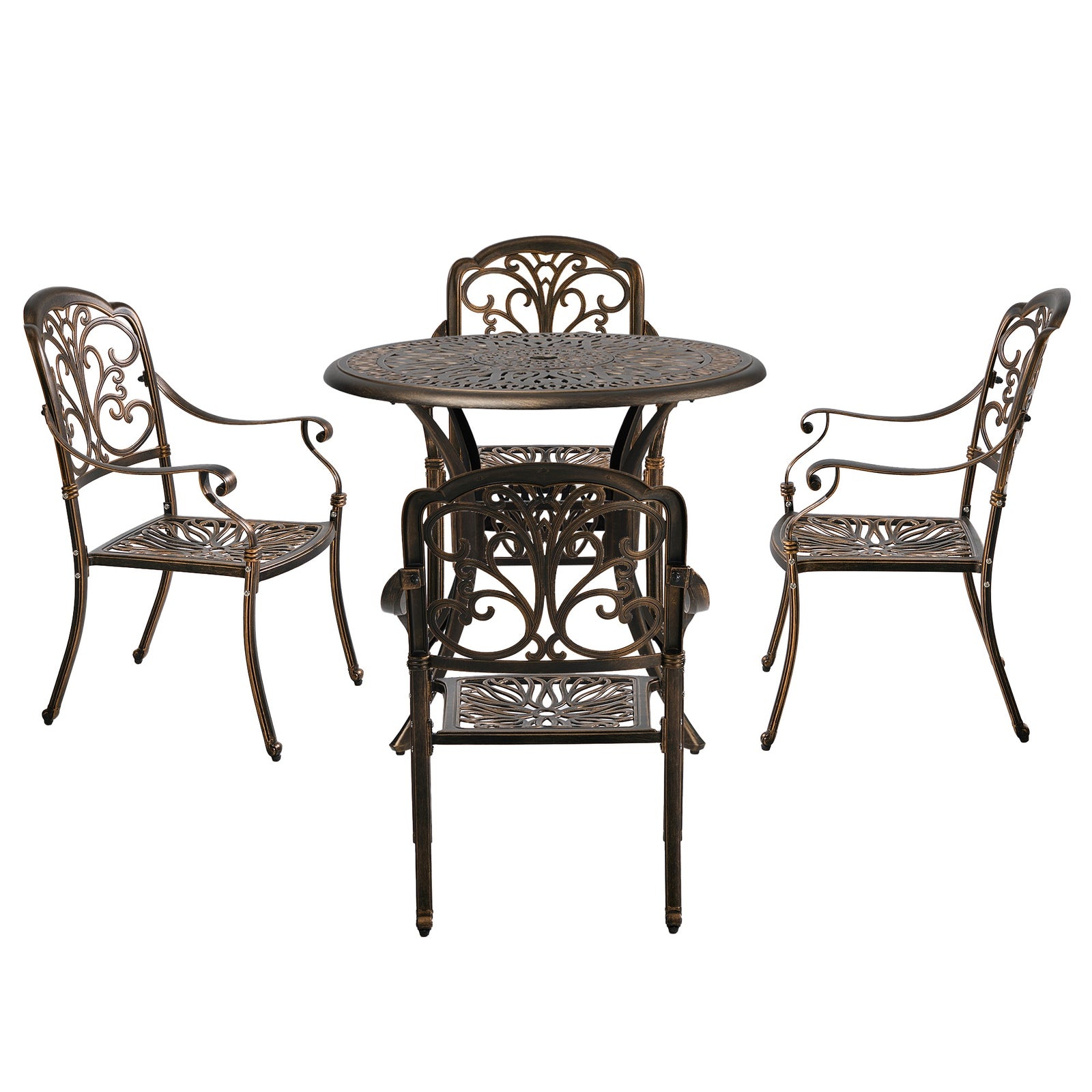 Livsip 5 Piece Outdoor Dining Set Table Chairs Patio Bistro Cast Aluminium
