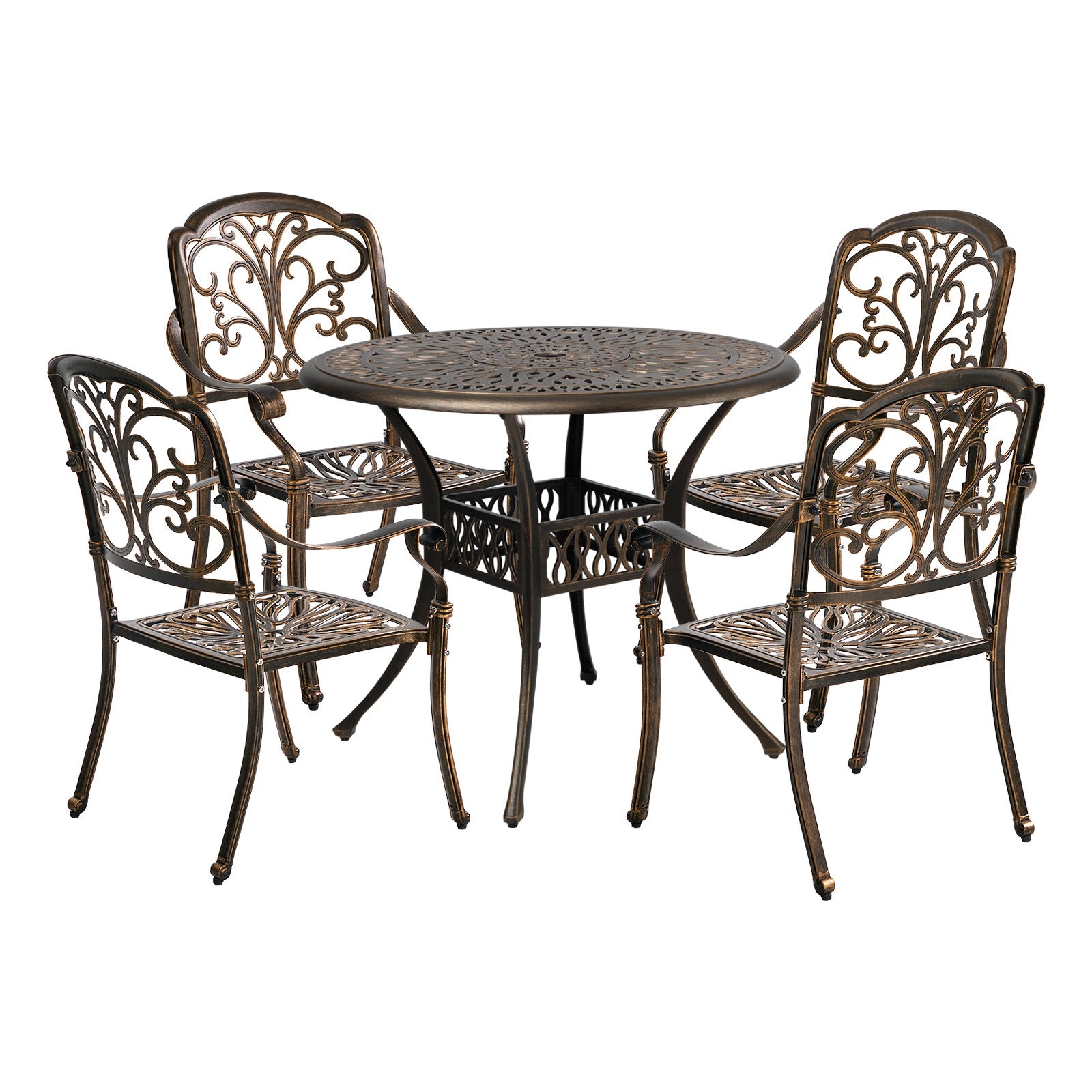 Livsip 5 Piece Outdoor Dining Set Table Chairs Patio Bistro Cast Aluminium