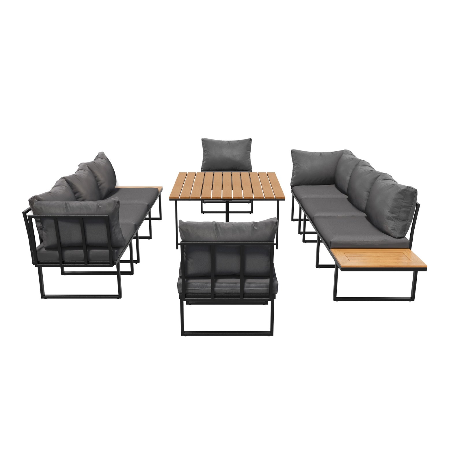 Livsip 6 Seater Outdoor Dining Sofa Set Lounge Furniture Patio Garden Setting - Sunyee