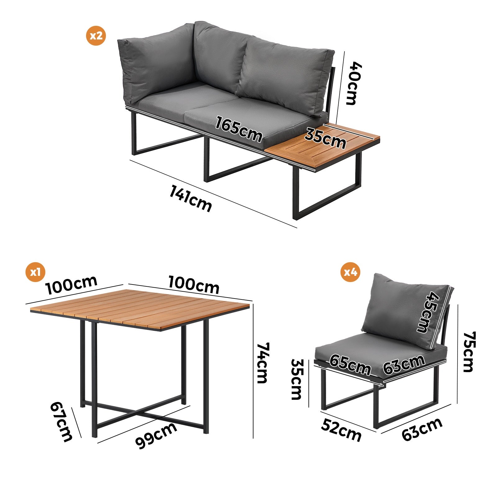 Livsip 6 Seater Outdoor Dining Sofa Set Lounge Furniture Patio Garden Setting - Sunyee