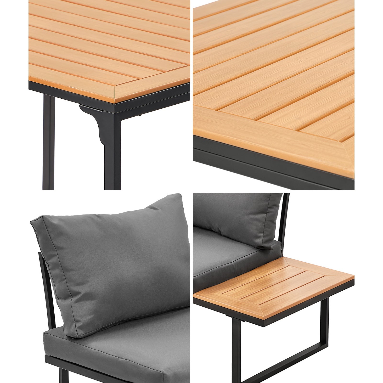 Livsip 6 Seater Outdoor Dining Sofa Set Lounge Furniture with Cushions Grey - Sunyee