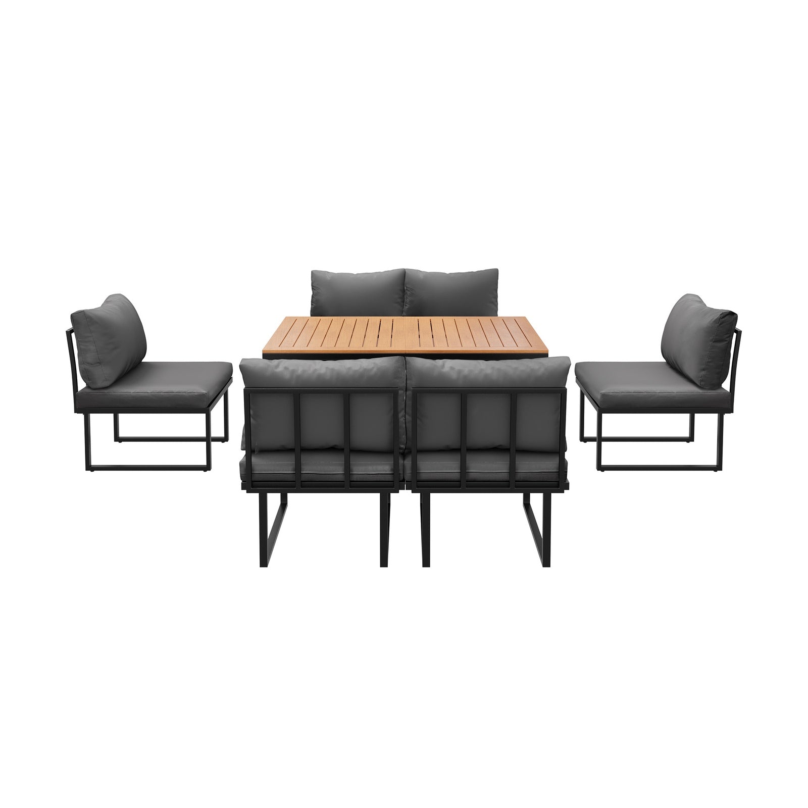 Livsip 6 Seater Outdoor Dining Sofa Set Lounge Furniture with Cushions Grey - Sunyee