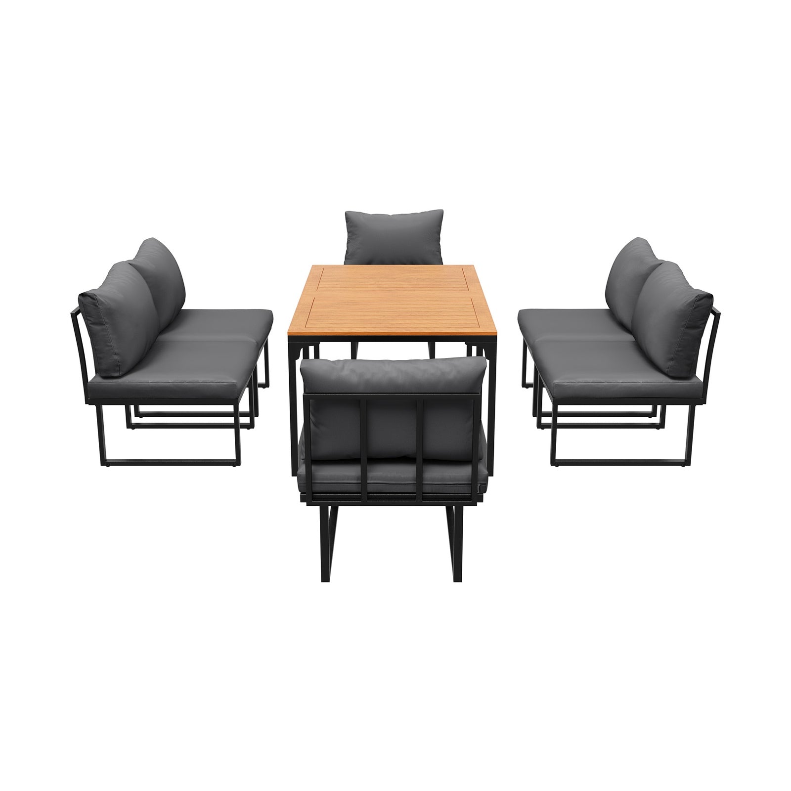 Livsip 6 Seater Outdoor Dining Sofa Set Lounge Furniture with Cushions Grey - Sunyee