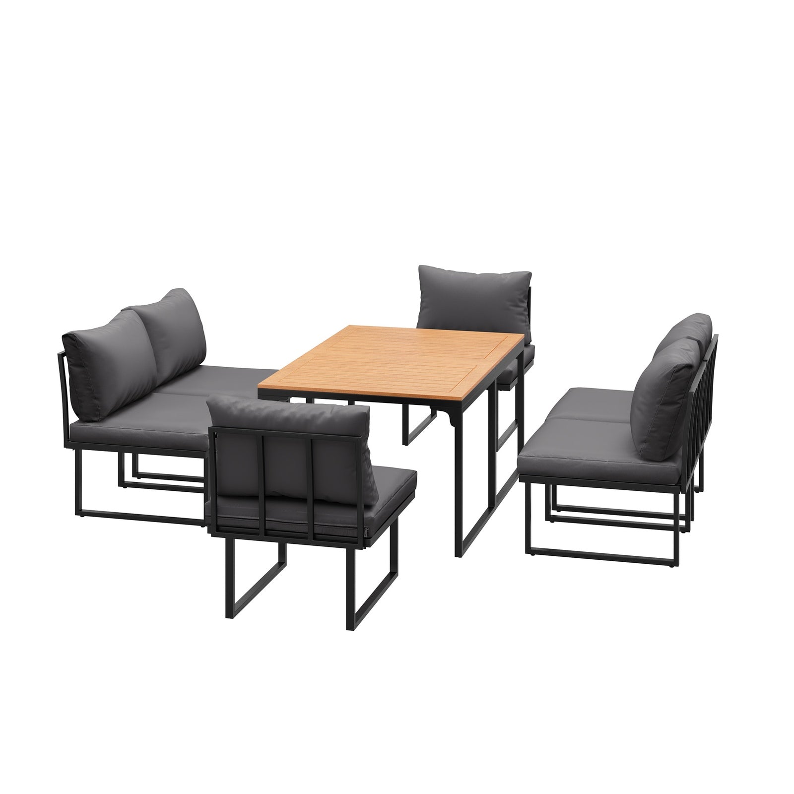 Livsip 6 Seater Outdoor Dining Sofa Set Lounge Furniture with Cushions Grey - Sunyee