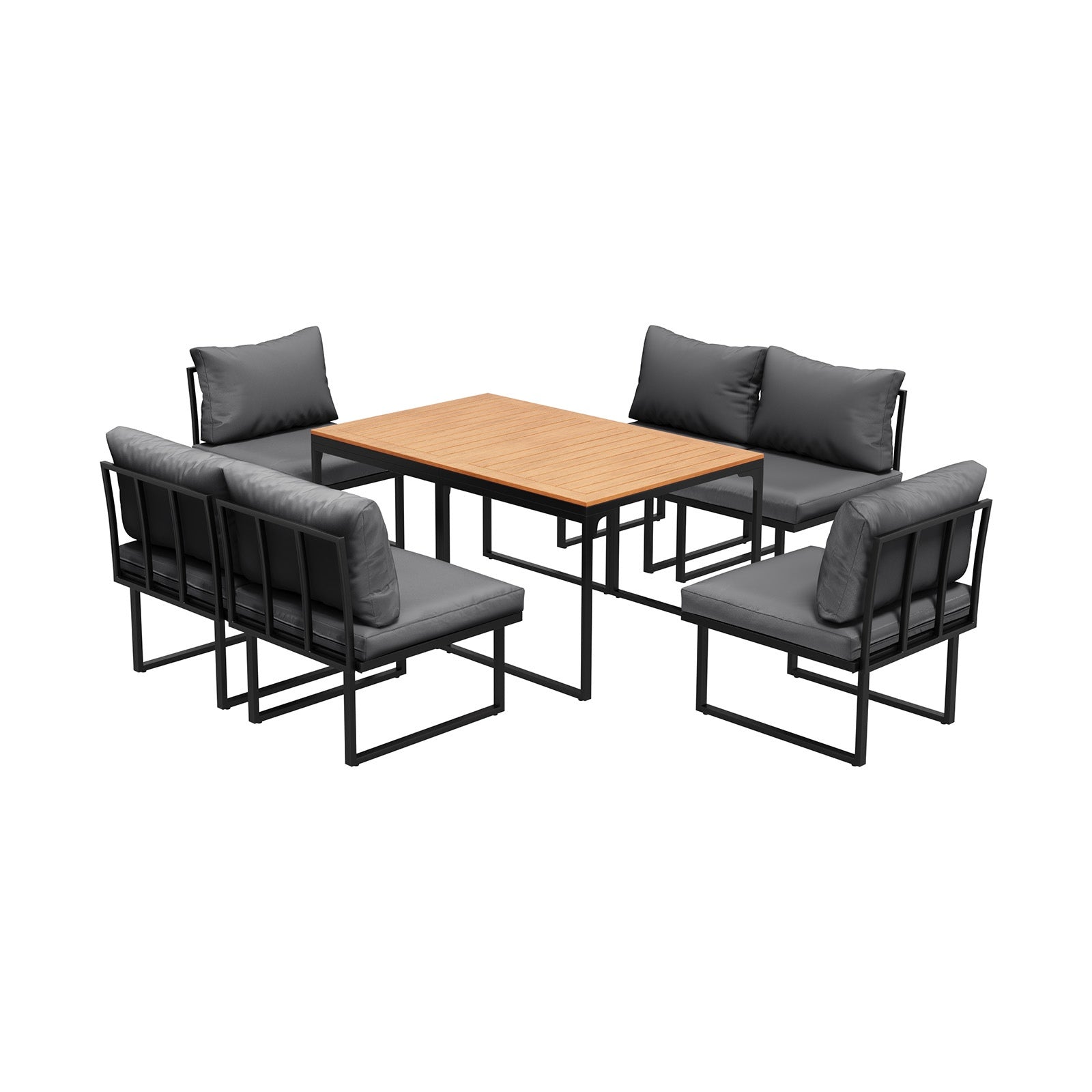 Livsip 6 Seater Outdoor Dining Sofa Set Lounge Furniture with Cushions Grey - Sunyee