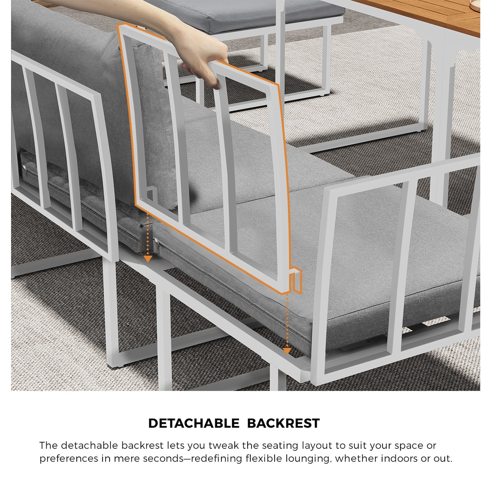 Livsip 6 Seater Outdoor Dining Sofa Set Lounge Furniture Patio Stool White - Sunyee