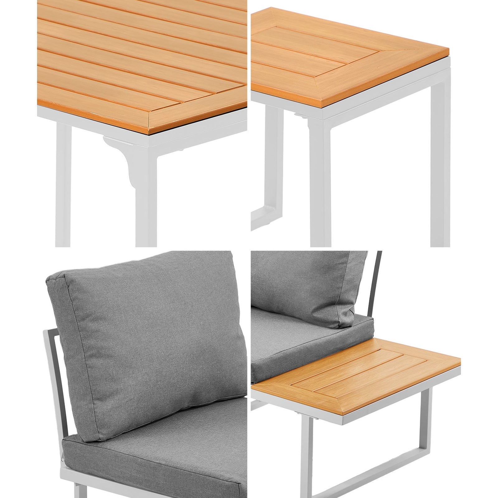 Livsip 6 Seater Outdoor Dining Sofa Set Lounge Furniture Patio Stool White - Sunyee