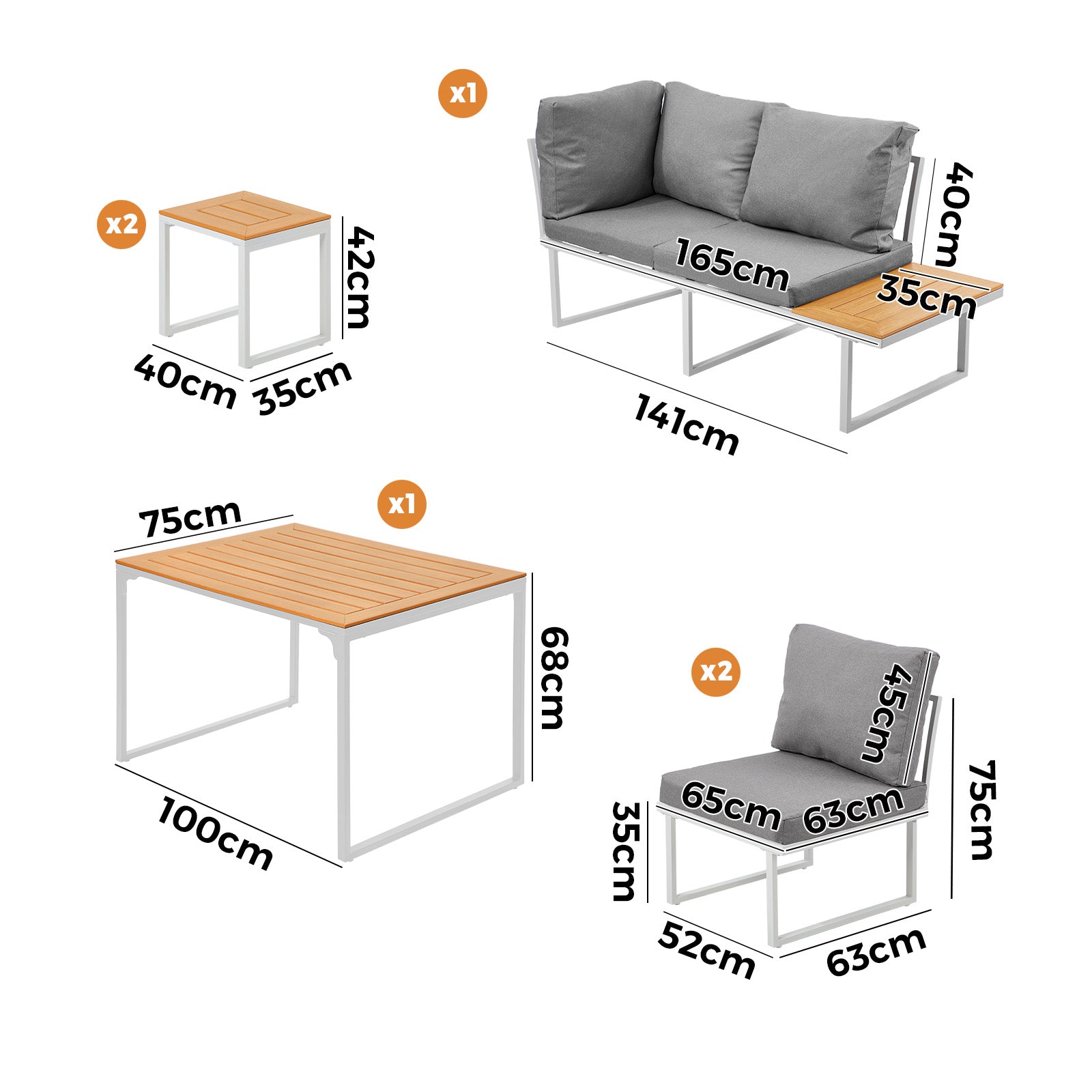Livsip 6 Seater Outdoor Dining Sofa Set Lounge Furniture Patio Stool White - Sunyee