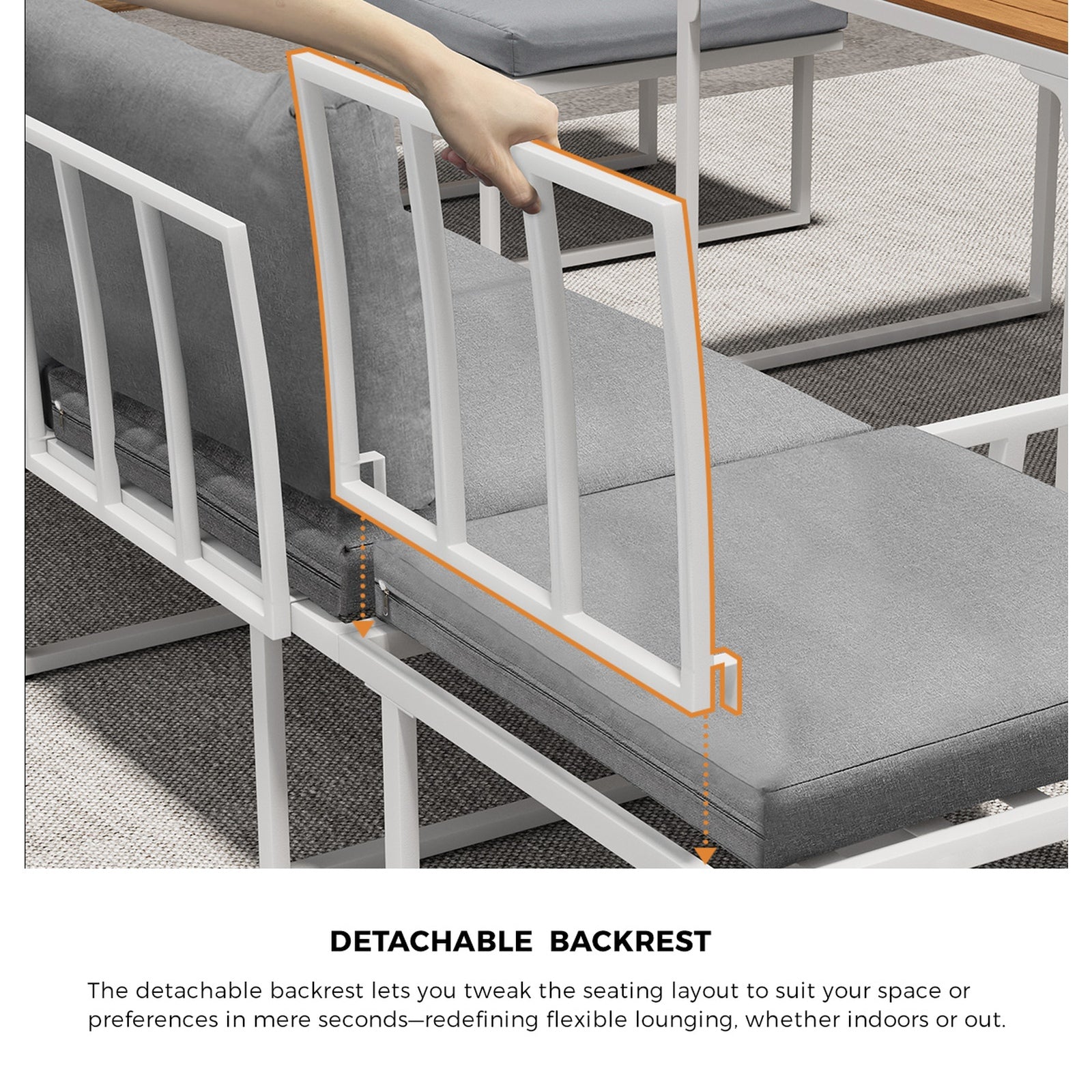 Livsip 6 Seater Outdoor Dining Sofa Set Lounge Furniture with Cushions White - Sunyee