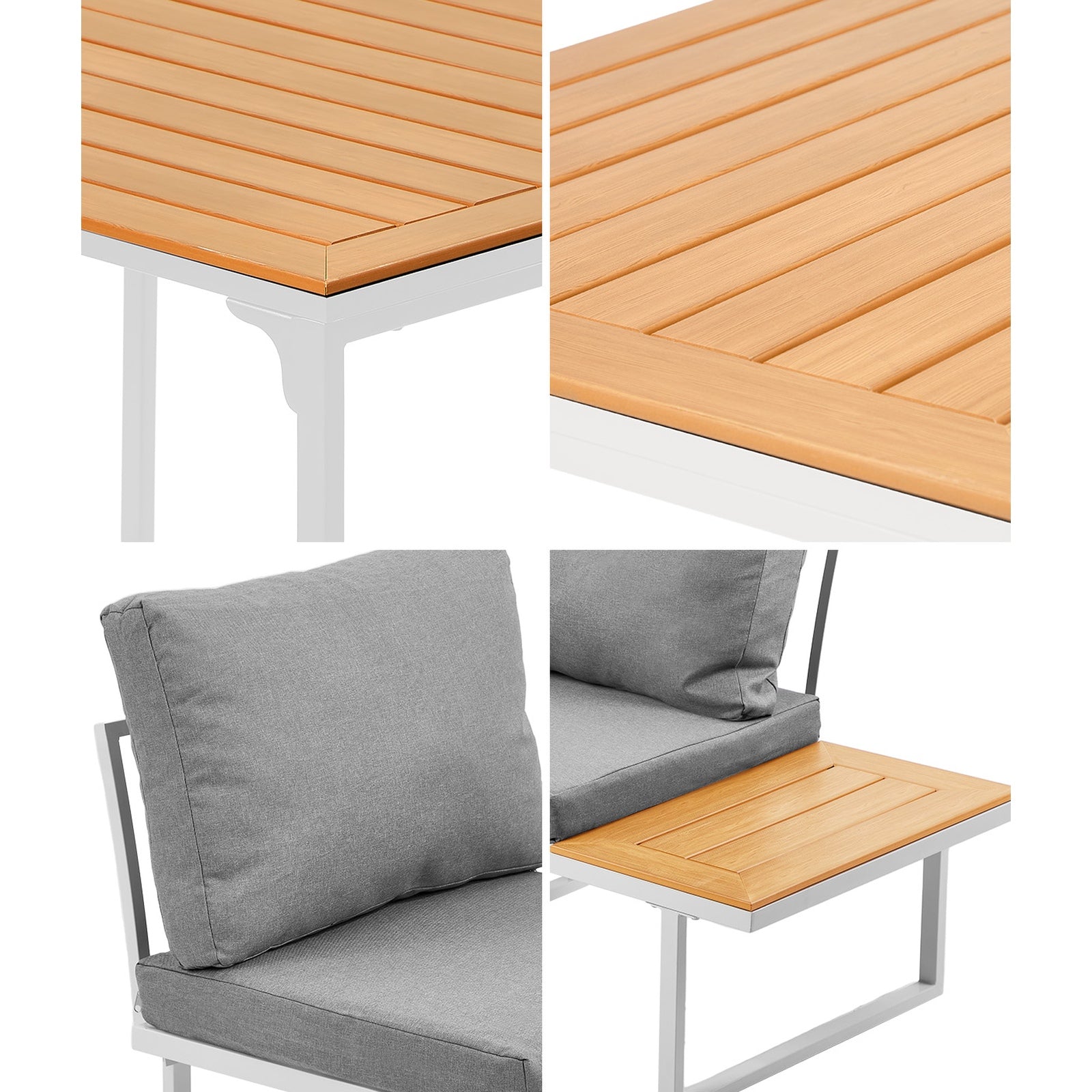 Livsip 6 Seater Outdoor Dining Sofa Set Lounge Furniture with Cushions White - Sunyee