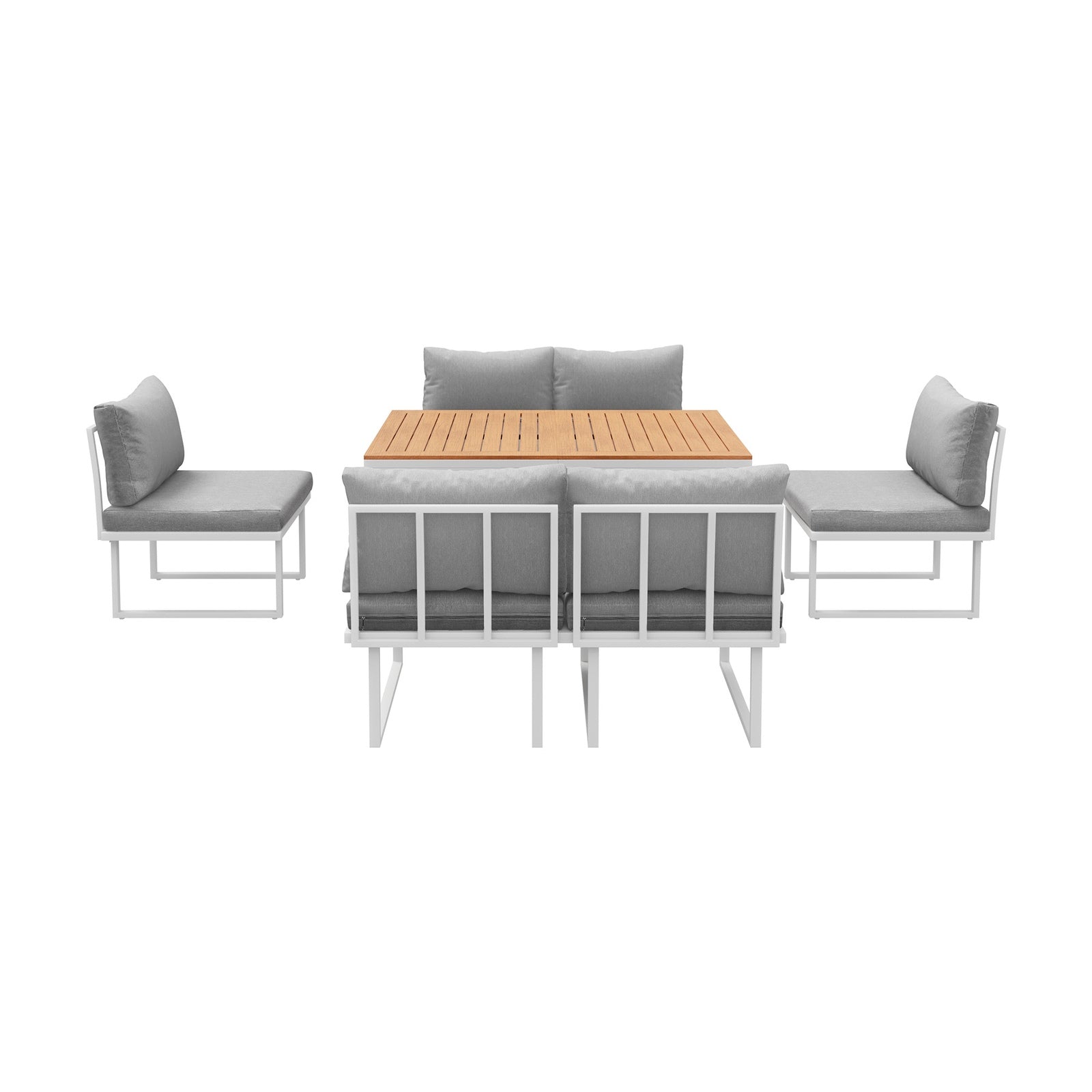 Livsip 6 Seater Outdoor Dining Sofa Set Lounge Furniture with Cushions White - Sunyee