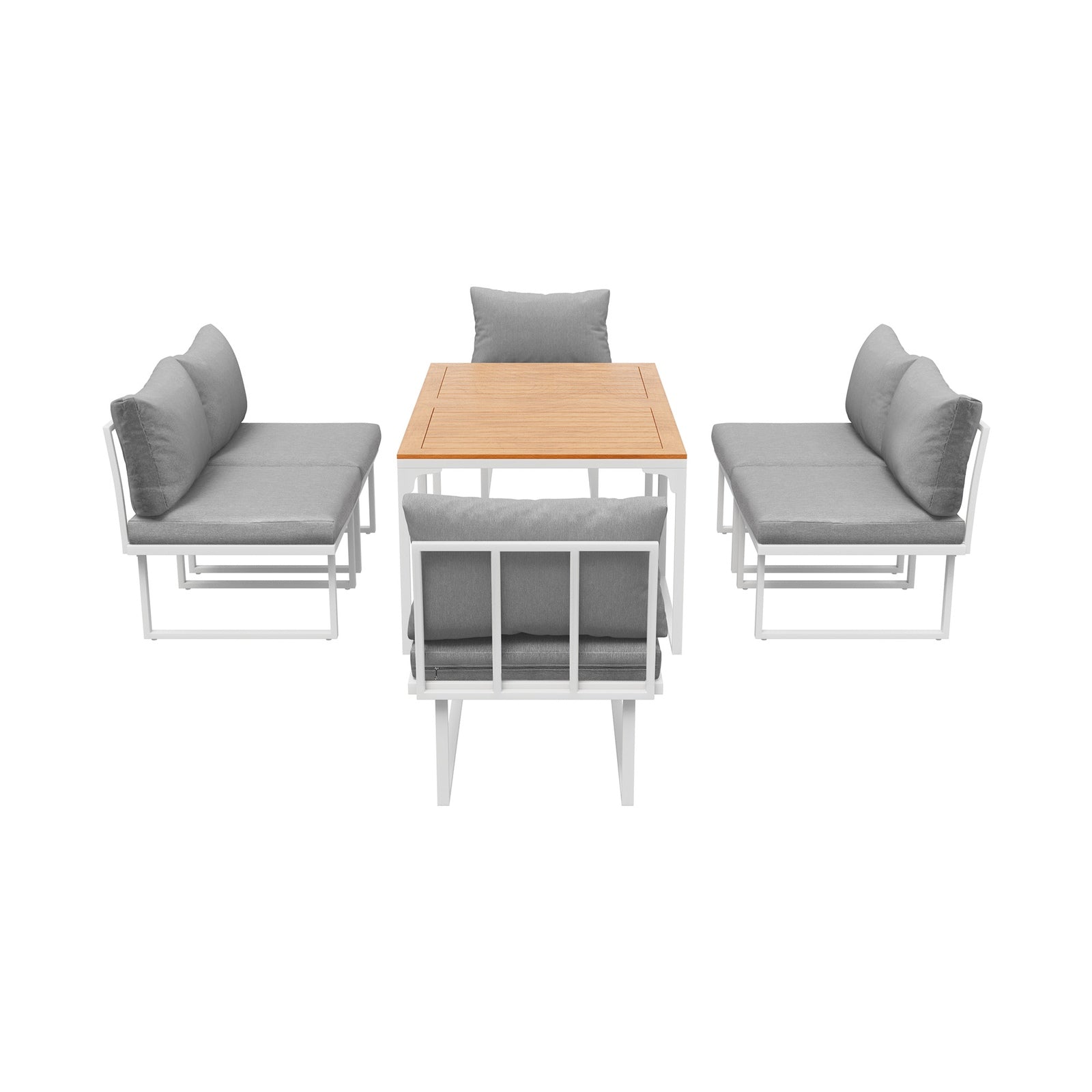 Livsip 6 Seater Outdoor Dining Sofa Set Lounge Furniture with Cushions White - Sunyee