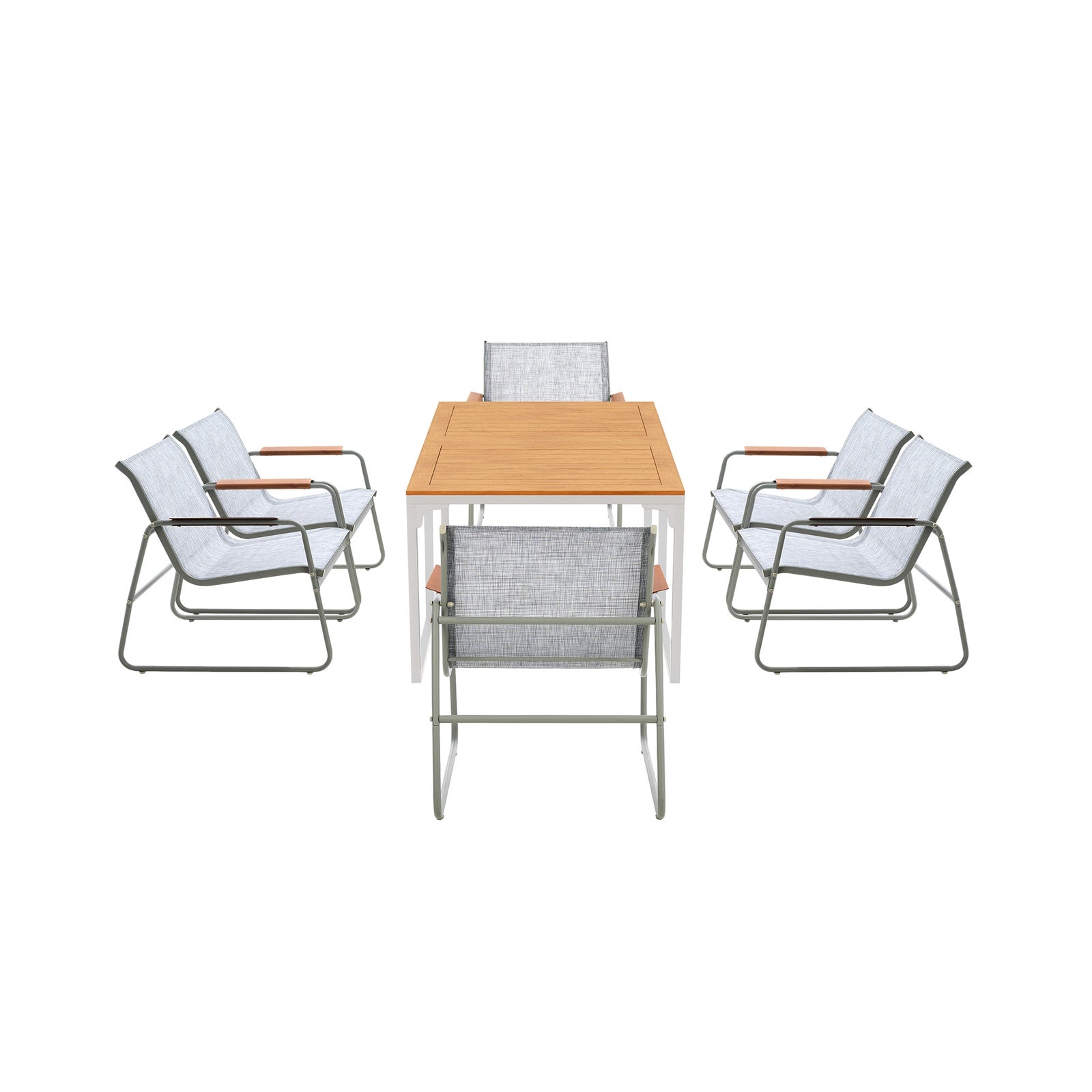 Livsip 6 Seater Outdoor Dining Set Patio Table Chairs Textilene Furniture - Sunyee