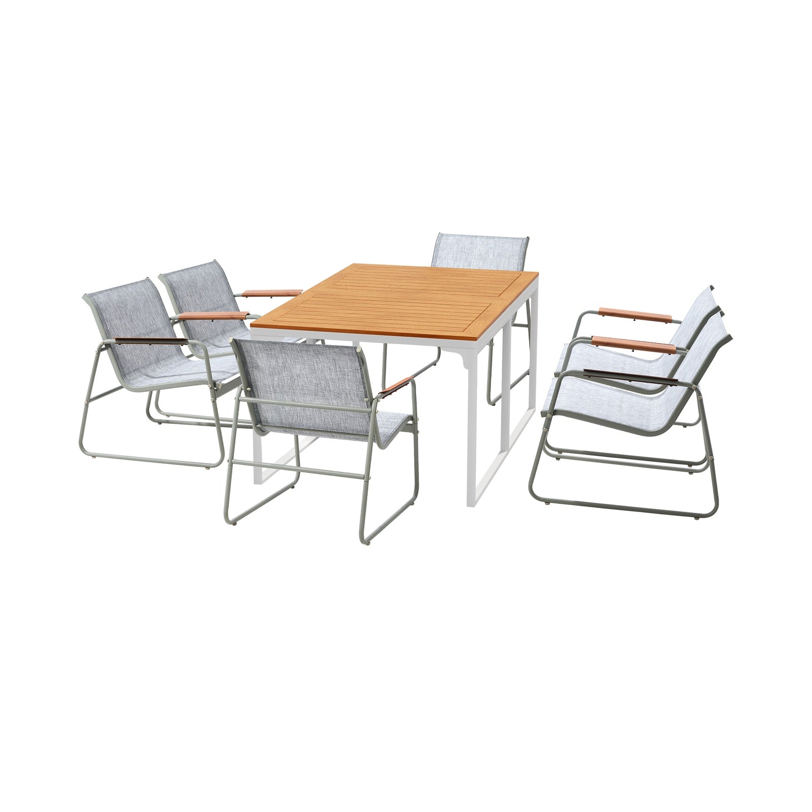 Livsip 6 Seater Outdoor Dining Set Patio Table Chairs Textilene Furniture - Sunyee