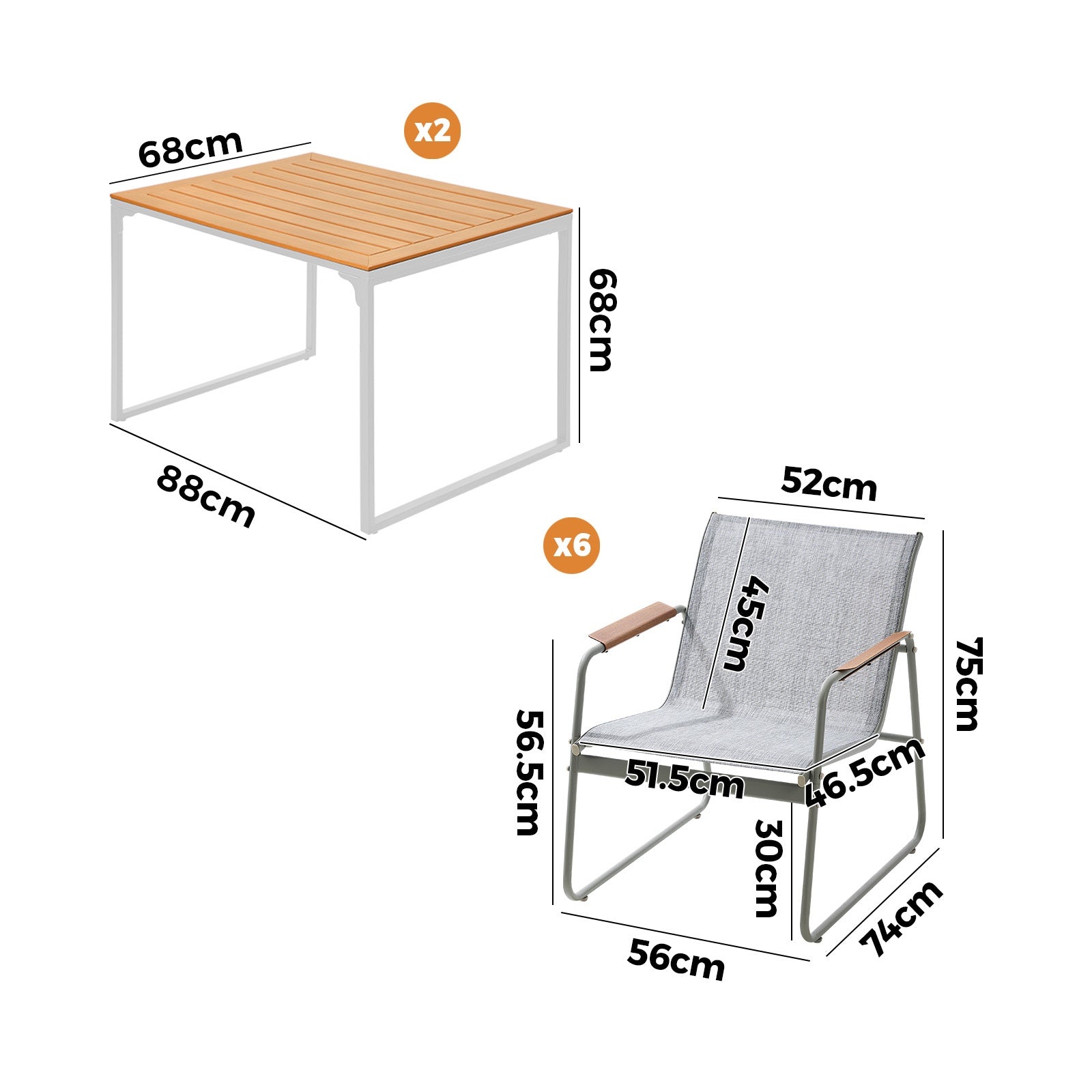 Livsip 6 Seater Outdoor Dining Set Patio Table Chairs Textilene Furniture - Sunyee