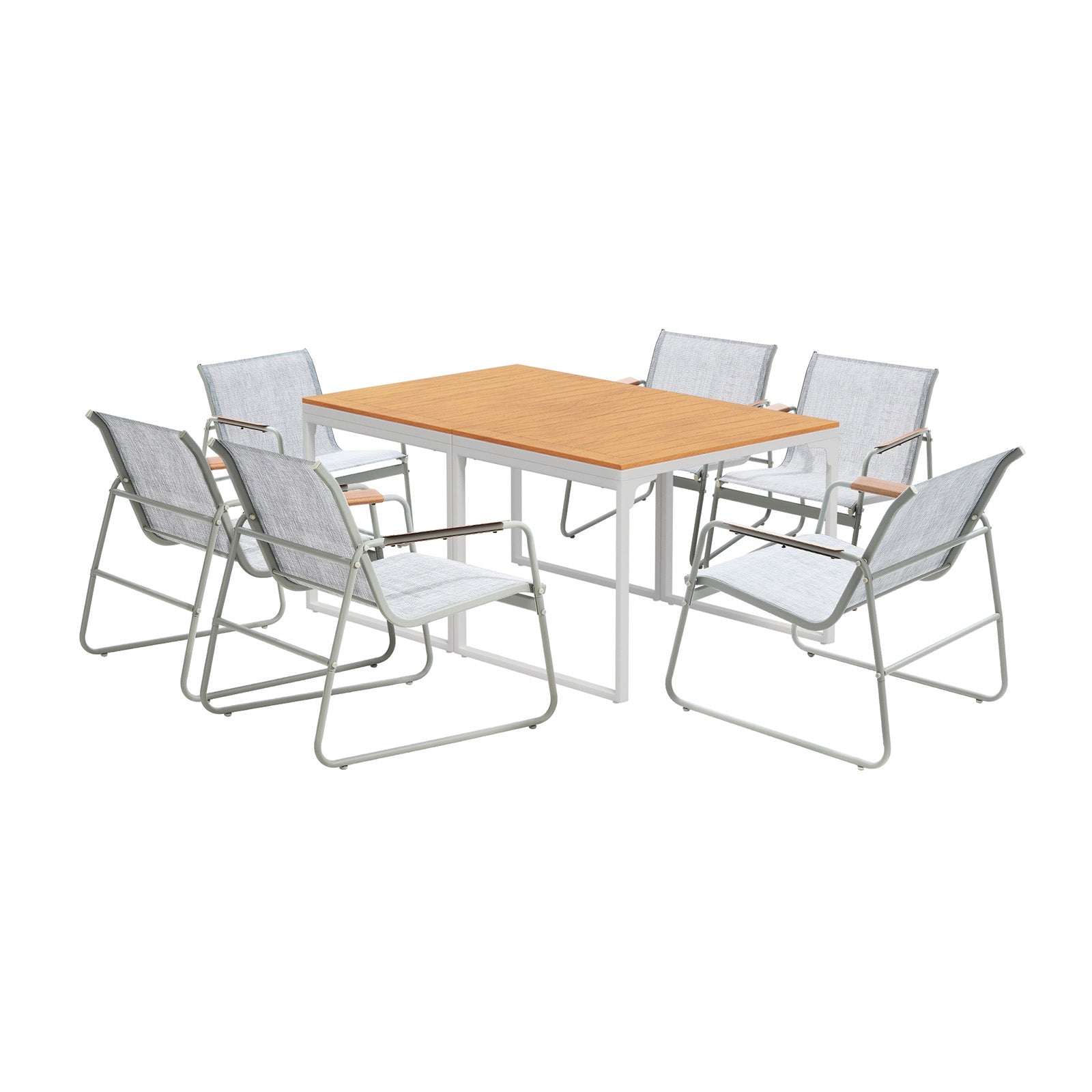 Livsip 6 Seater Outdoor Dining Set Patio Table Chairs Textilene Furniture - Sunyee