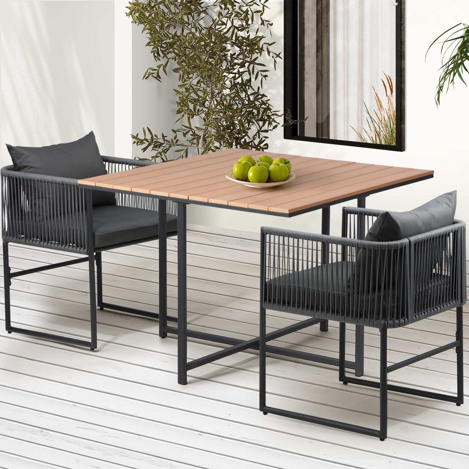 Livsip 3PCS Outdoor Dining Furniture Setting Garden Patio Lounge Table Chairs - Sunyee